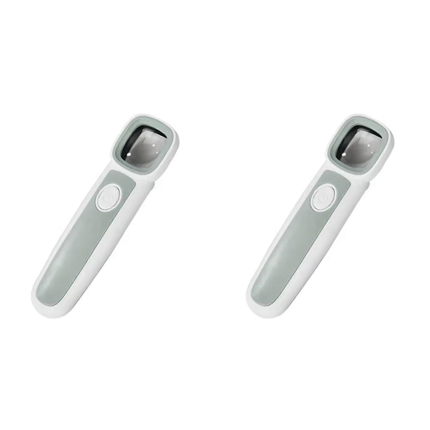 2pcs 50x Illuminates Reading Magnifier with 2 LED Lights and 1UV Violet Lamp Multifunction Handheld Magnifier