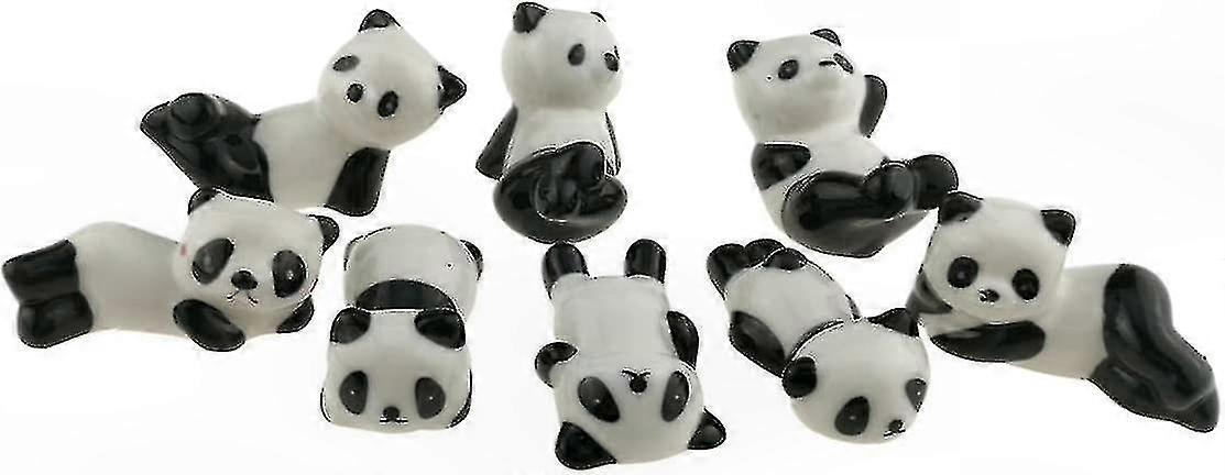 Cute Panda-Shaped Ceramic Chopstick Holders, Set of 8, Black and White for Home Decor