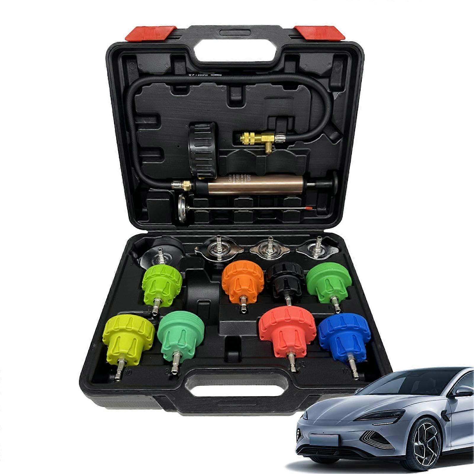 Radiator Vacuum Tool  Pressure Tester Kit, Vacuum Coolant Fill Kit, 14Piece Engine Compression Tester Automotive Tool