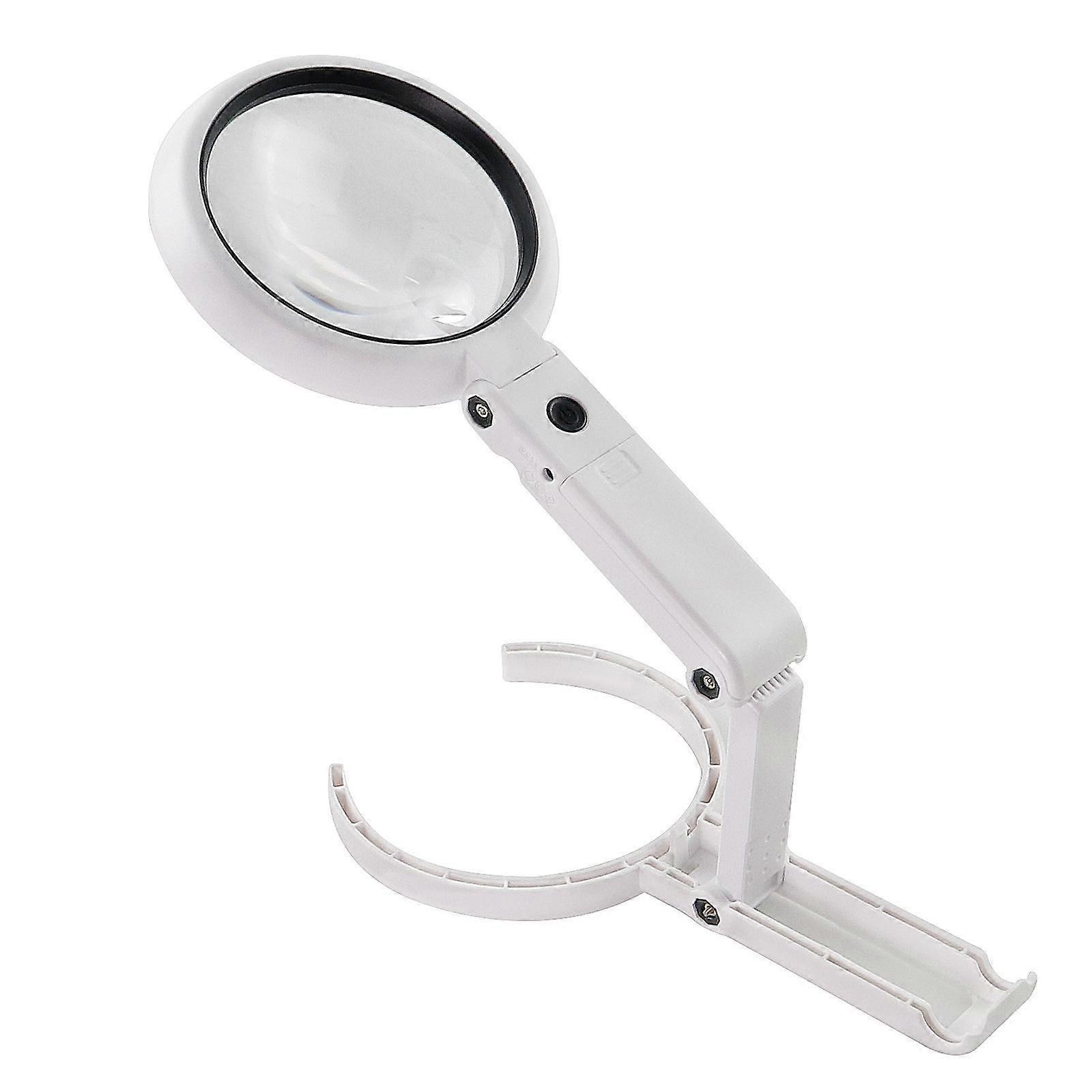 90mm 10X Foldable Magnifying Glass With 8 LED Lights 10X Handheld With 8 LED