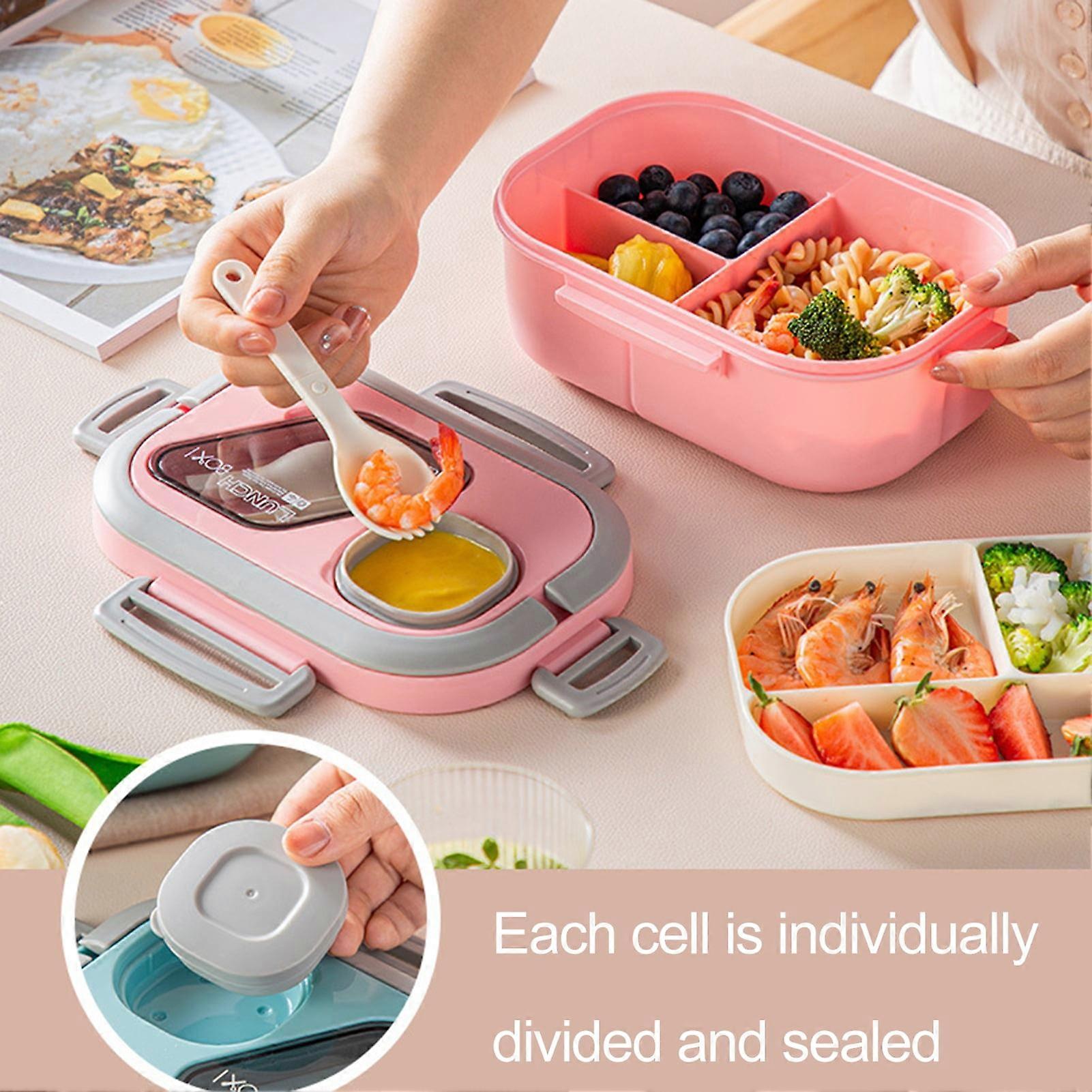 Hariumiu Double-layer Bento Box, Leak-proof Lunch Container with Sauce Box, Easy to Carry for Office School