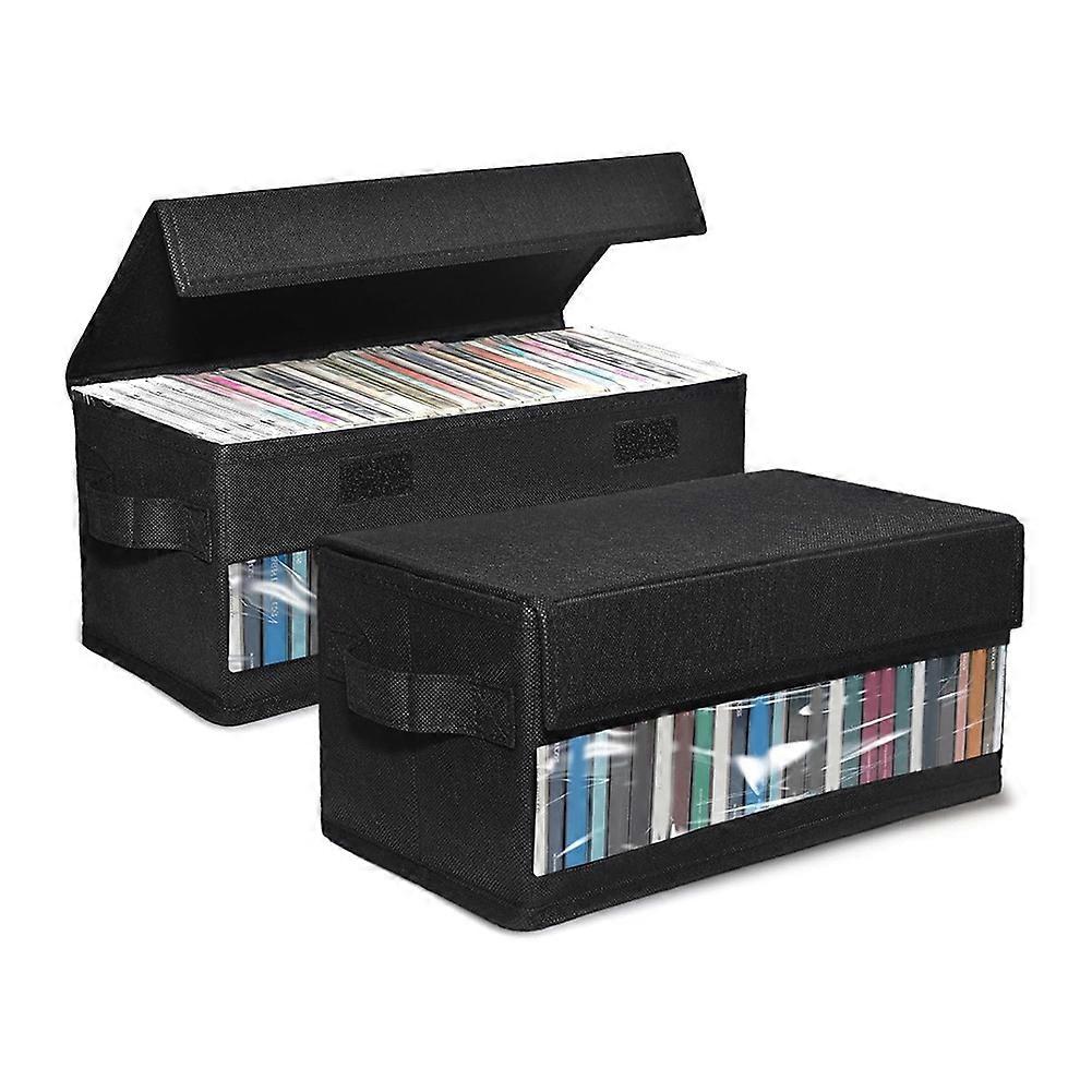 2pack CD Storage Boxes,CD Case Storage, Container Holds 32 CDs in Full Jewel Cases, 60 CDs in Slim Cases