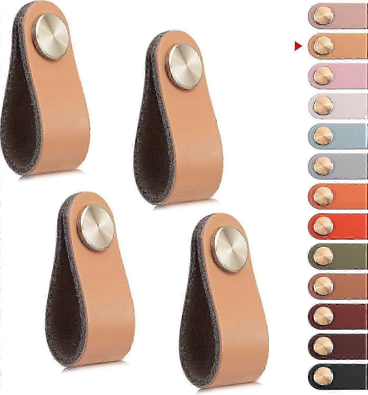 4 قطع مقبض أثاث جلدي ، مقبض باب خزانة مقبض جلد مقبض درج ، مقبض أثاث عتيق للخزائن ، خزانة ملابس ، مطبخ ، حمام (بيج