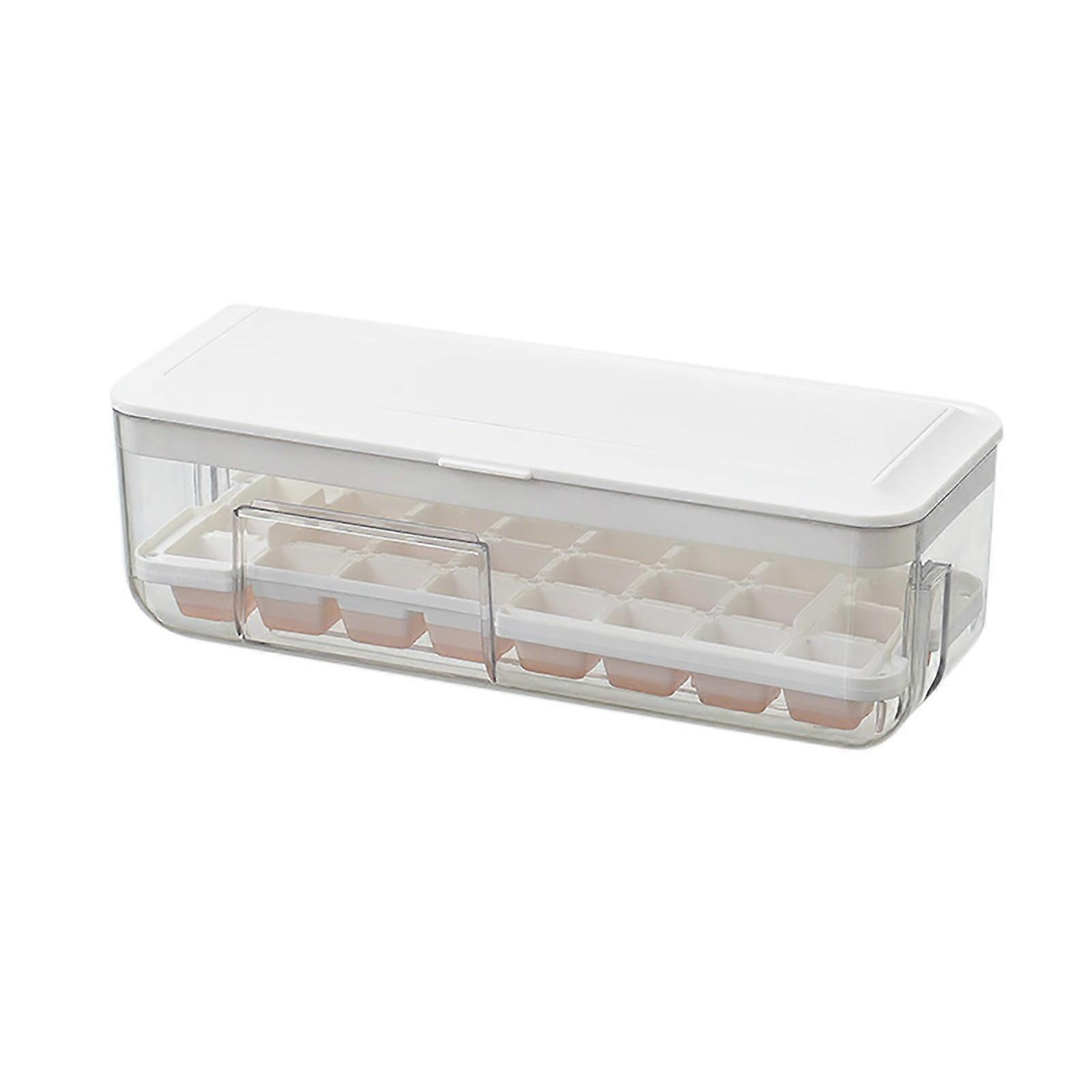 Uclet Ice Cube Mold with Lid & Storage Box, 24Pcs Large Single Layer Silicone Tray, Easy Release, Splash Proof, Scoop Included