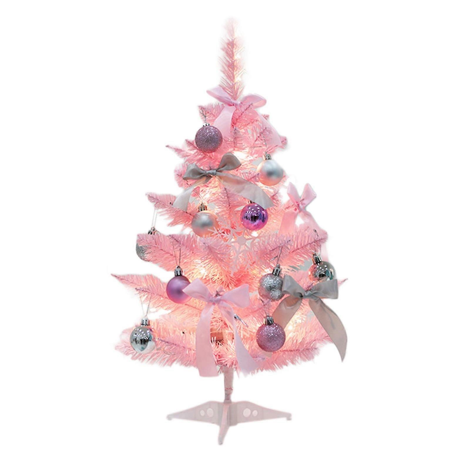 Mini Christmas Trees With Flocked Needles 24In/2ft Berries And Flowers Decoration Decorated Trees With Led Lights Kitchen Tabletop Artificial Tree