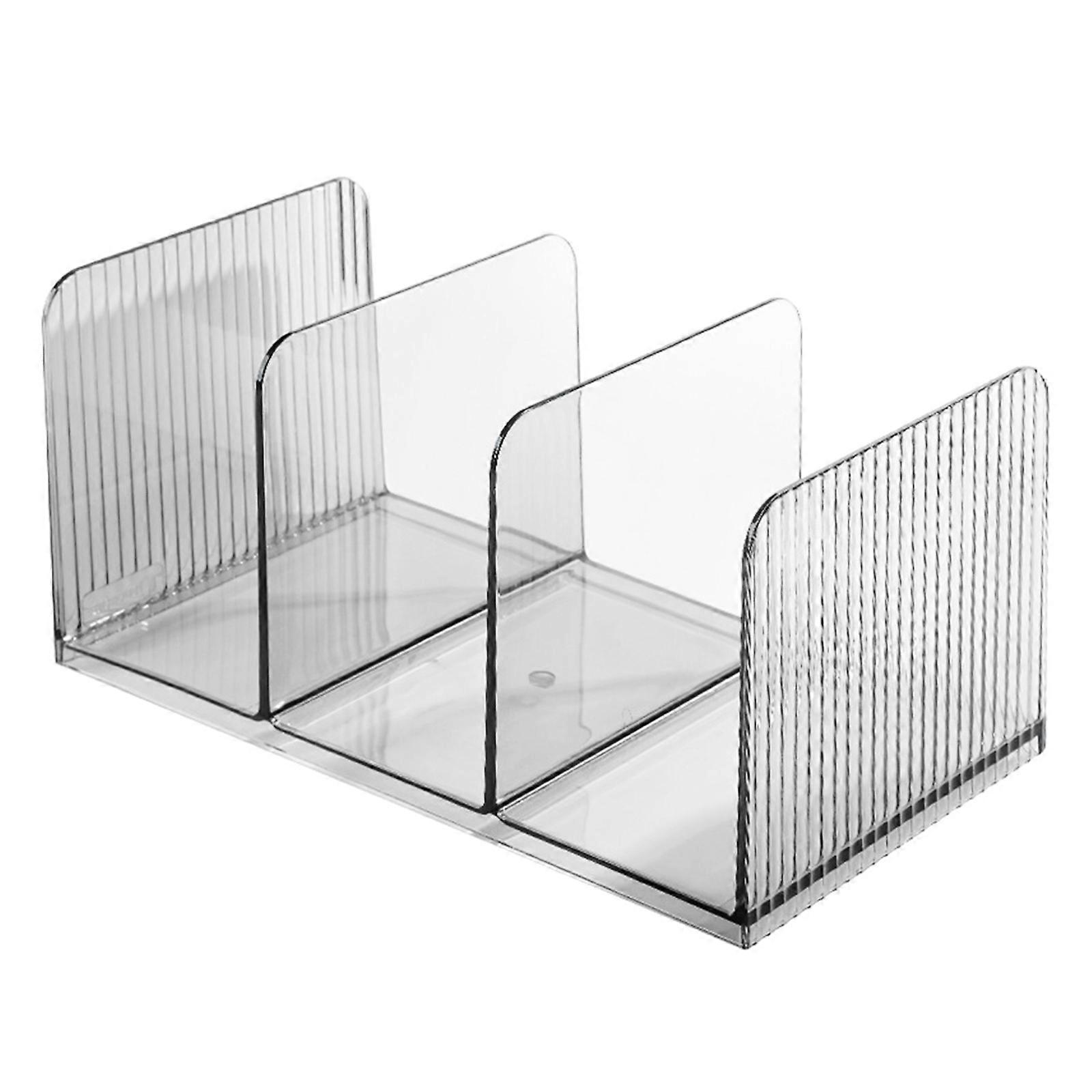 Acrylic Bookend for Shelf 3 Compartments Desk Book End Book Magazine Organiser Stand Space Saving Book Stoppers  White