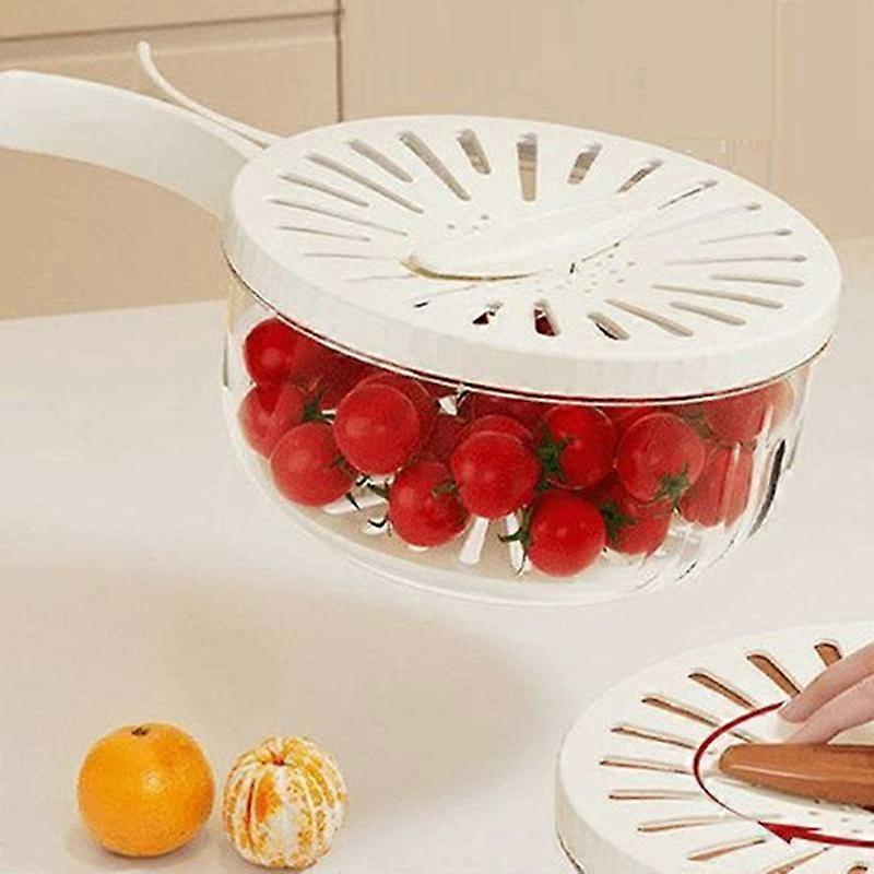 Drainage Basket Storage Box Multifunctional Drainage Basket with Cover 2-in-1 Water Filter & Filter with Handle,B