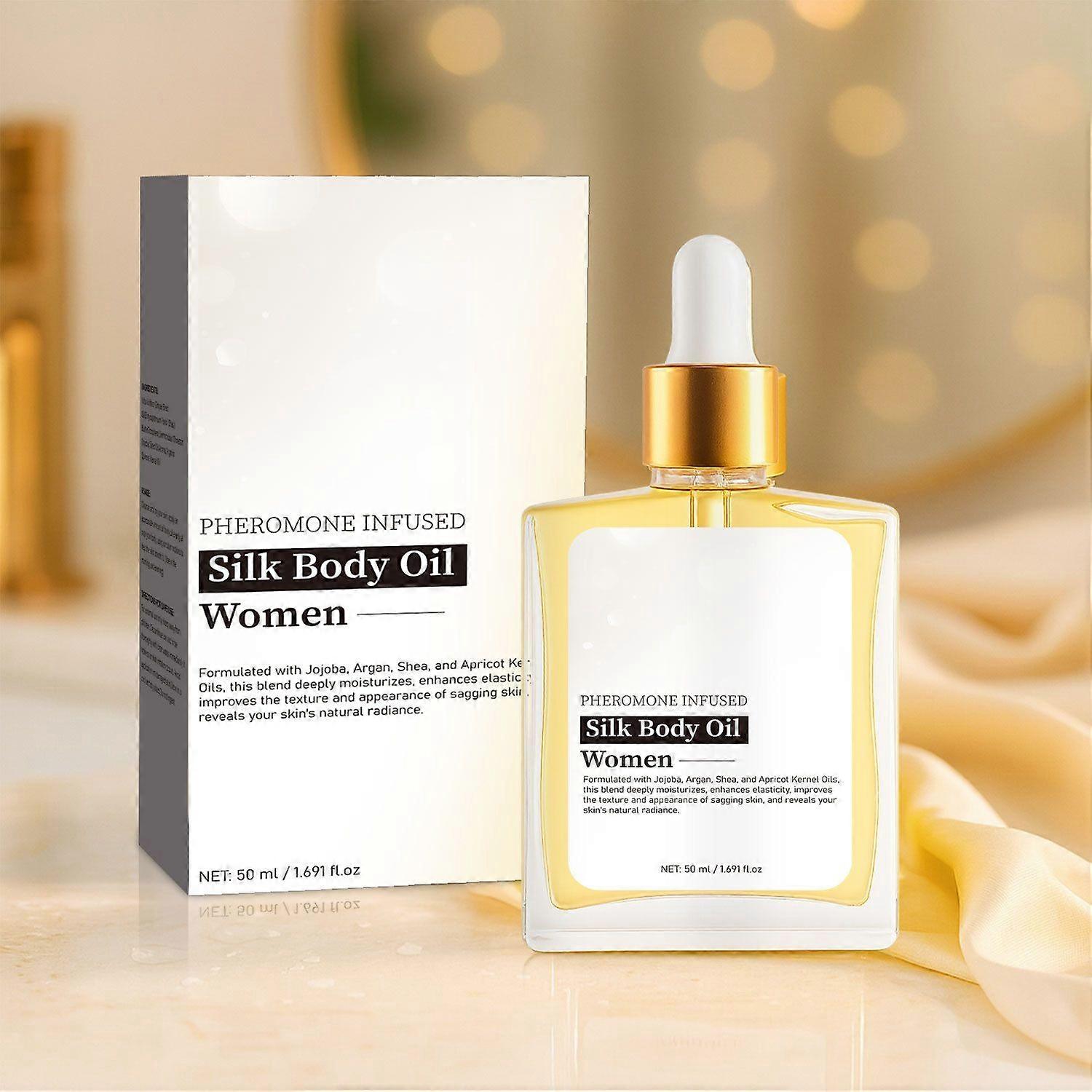 Silk Body Oil for Women 50ml - Shea Butter & Grape Seed Post-Shower Moisturizer, Non-Greasy Refreshing Formula to Improve Skin Elasticity & Firmness