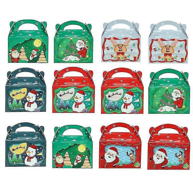 12pcs Christmas Gift Box Bags Candy Box Christmas Box Or Christmas @bugu