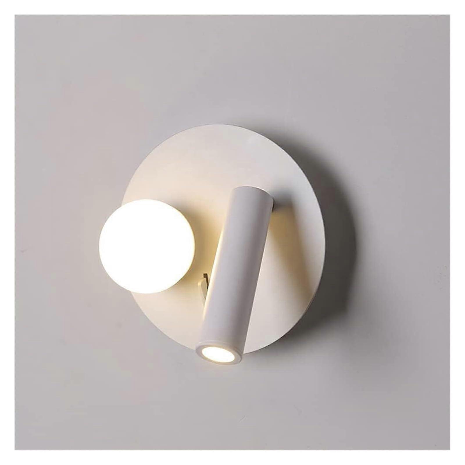 LED Bedside Reading Wall Light With Switch, Rotatable 350 Degree Modern Indoor Lamp, Circular Luxury Spotlight
