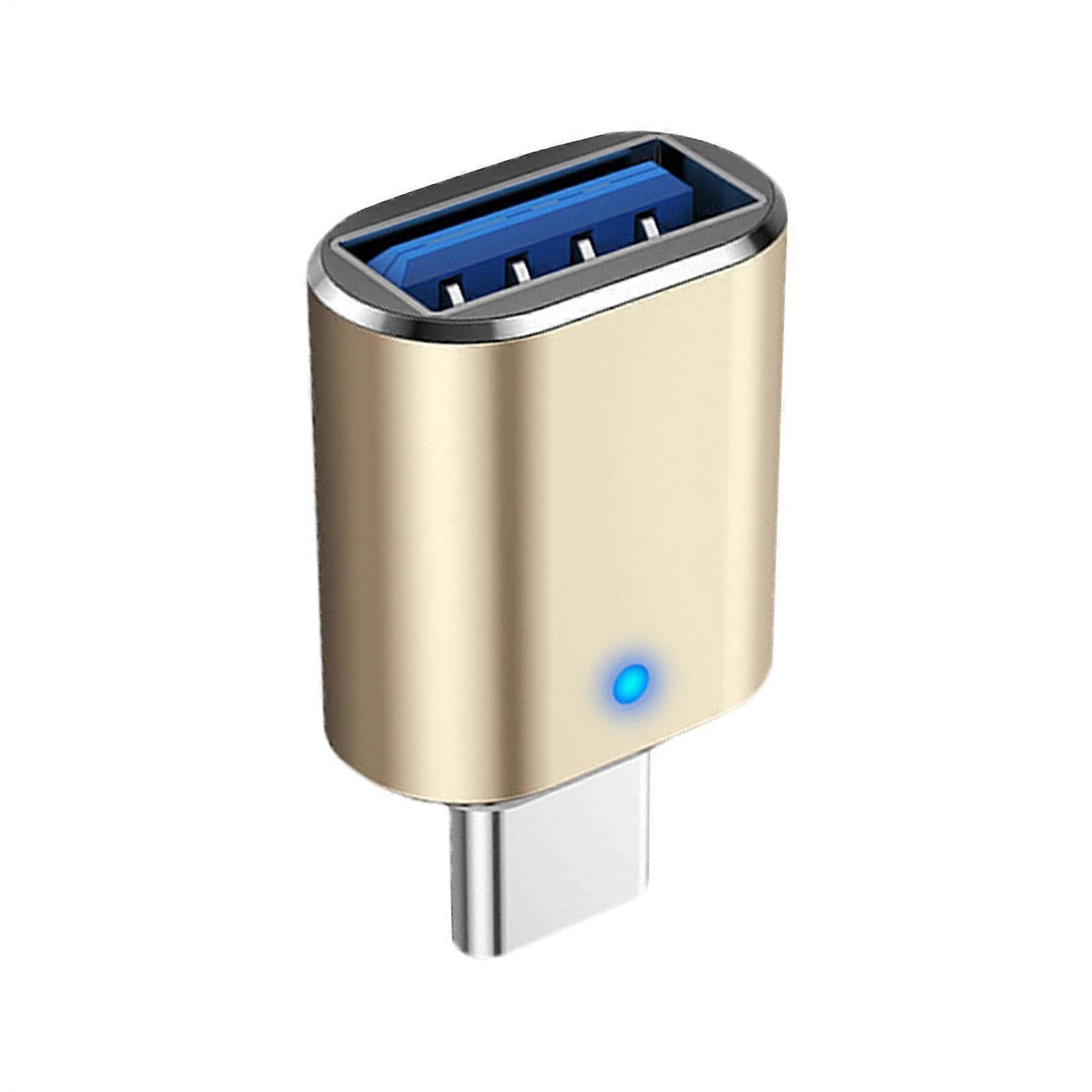 USB C to USB 3.0 Adapter with Light, SidebySide Male to Female Converter for Keyboard, Flash Drive, Phone, Tablet, Car (3/4 Type C)