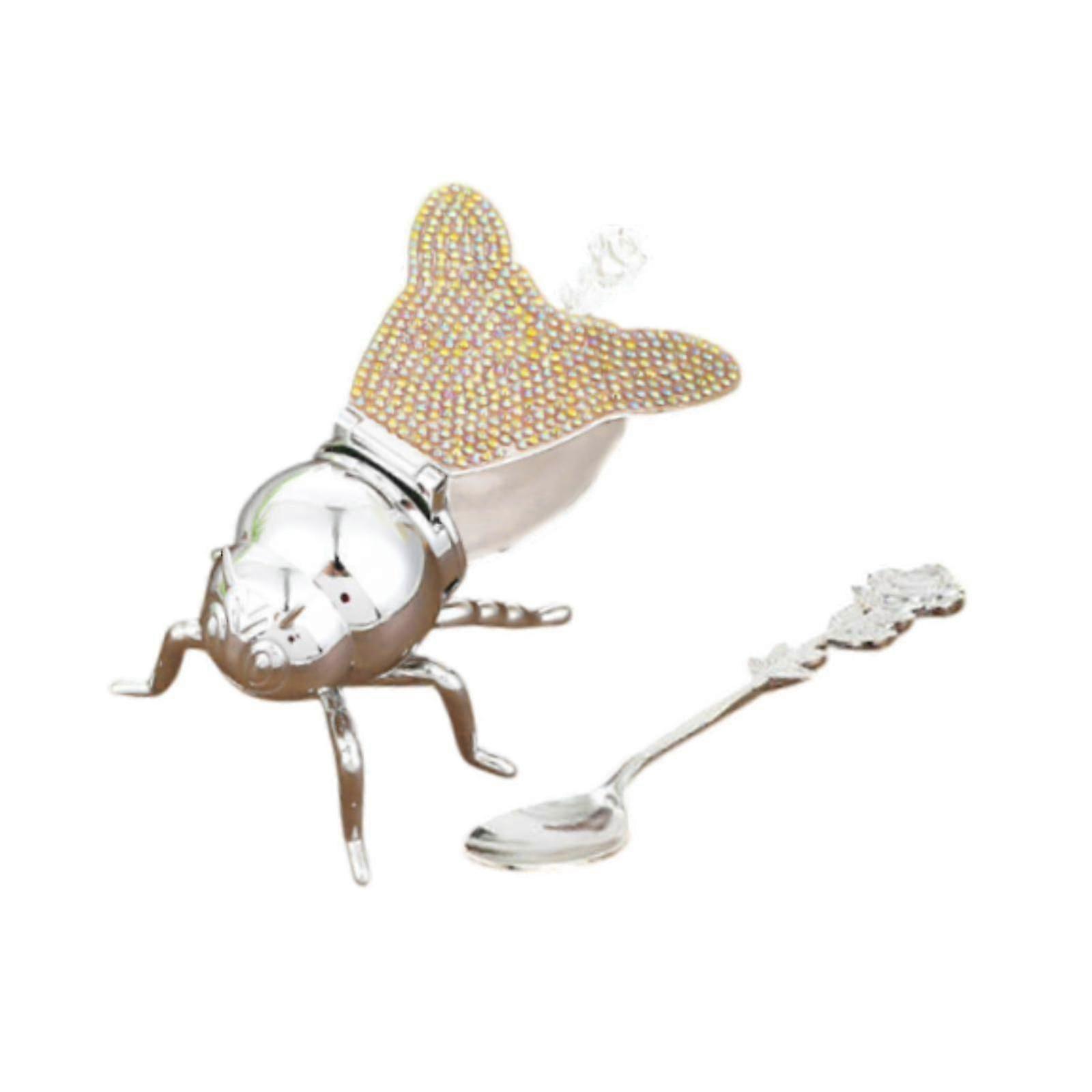 Bee Shaped Honey Jar with Spoon Container for Hotel Farmhouse Condiments Oil Blue