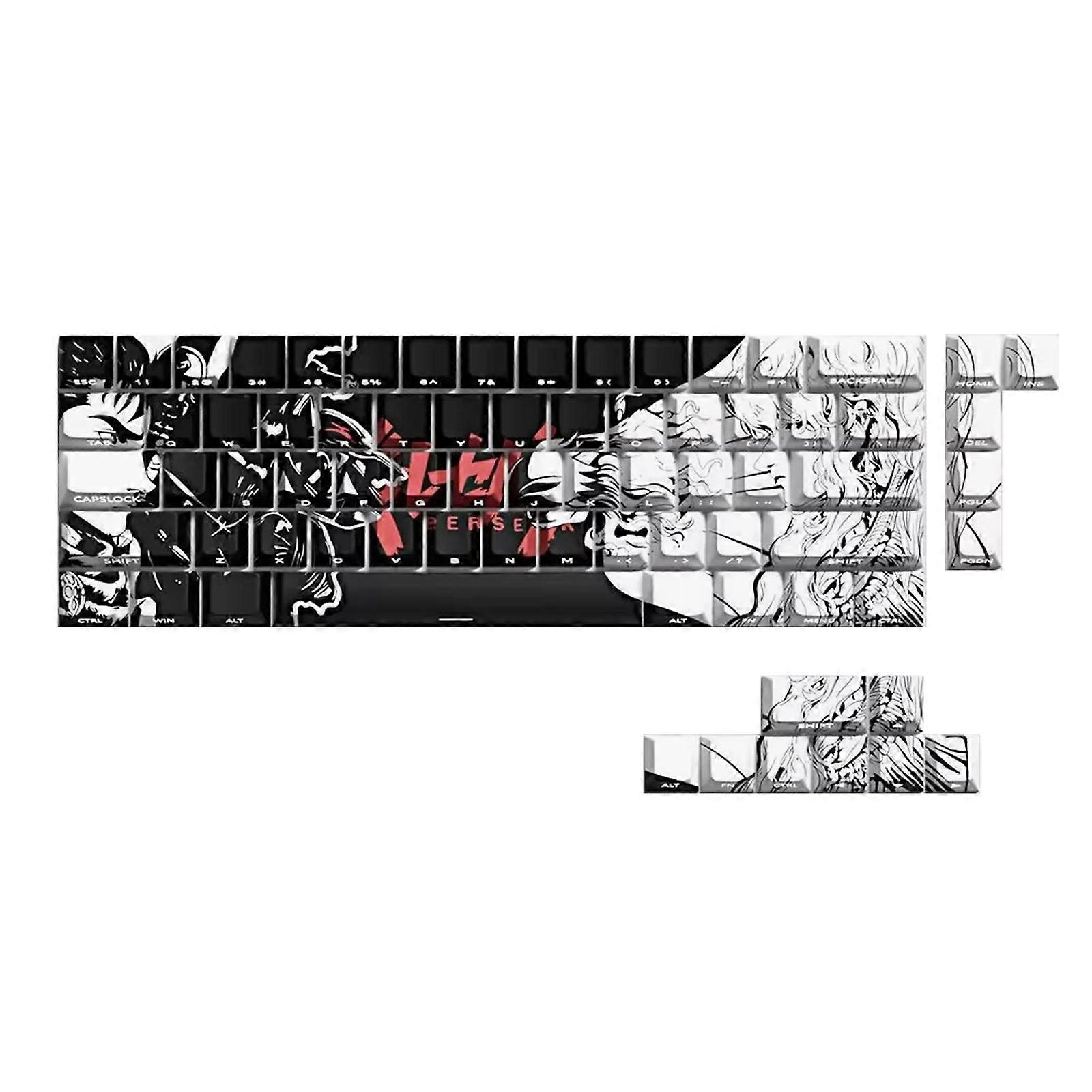 74Key Keycaps Customs Berserks Keycap Set Side Print Backlit Key Keycaps for 60 61 65 67 68 Mechanical Keyboards Multicolor