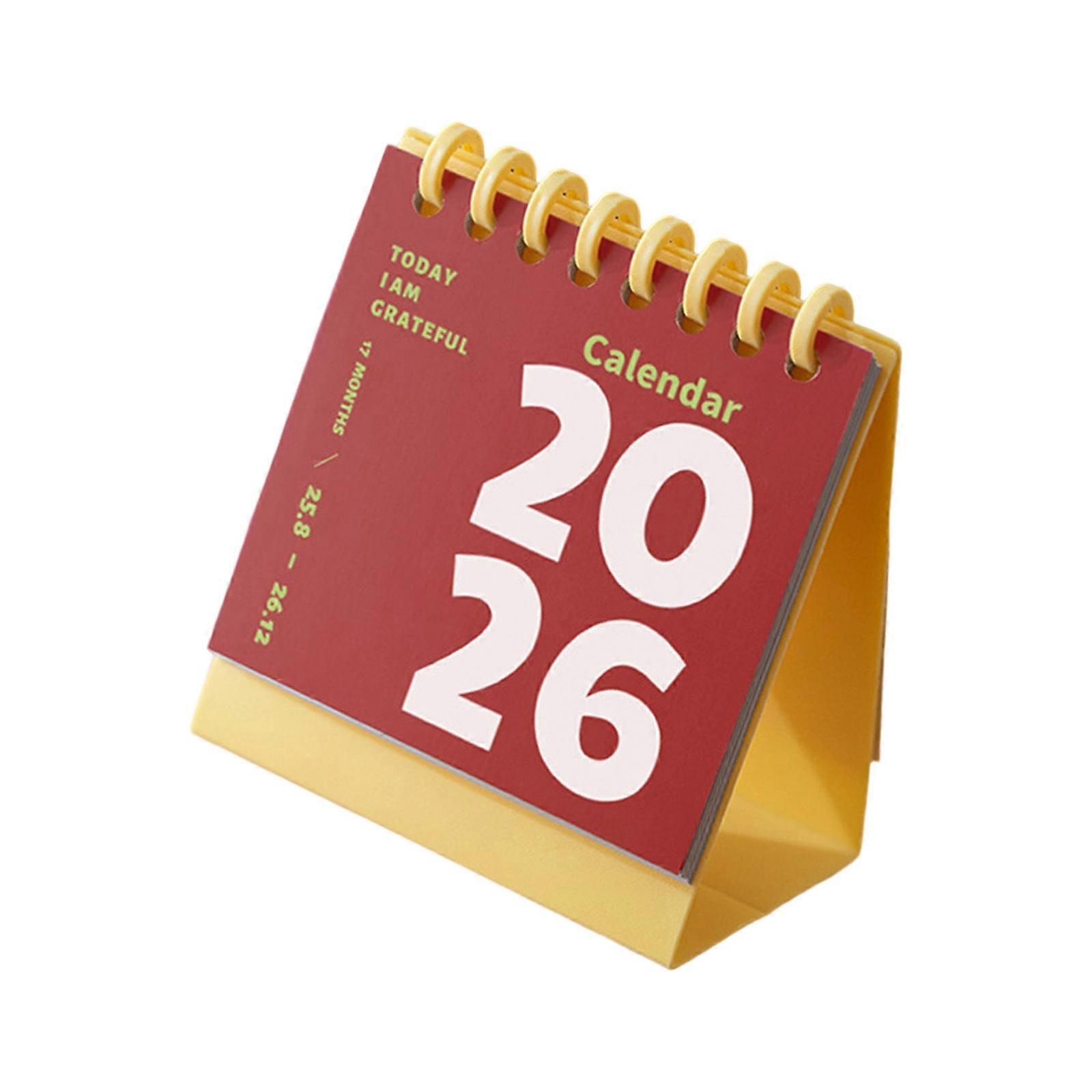 Portable 2026 Desktop Calendar 12 month Runs from Jan 2026 to Dec 2026 Small Tabletop Calendar Planner for Office Home  Yellow