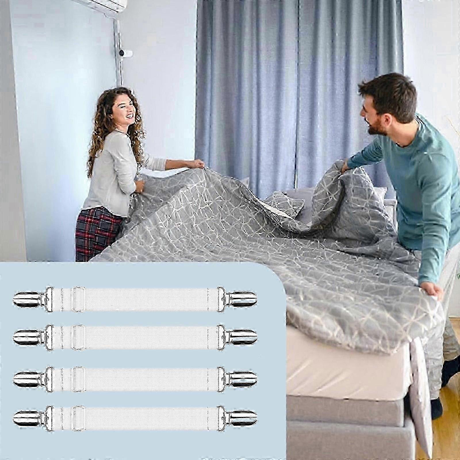 4pc Bed Sheet Grippers Stretchable Up To 180cm Easy To Operate Easy To Install And Disassemble The Issue Of Tangled And Piled Up Bed Sheets