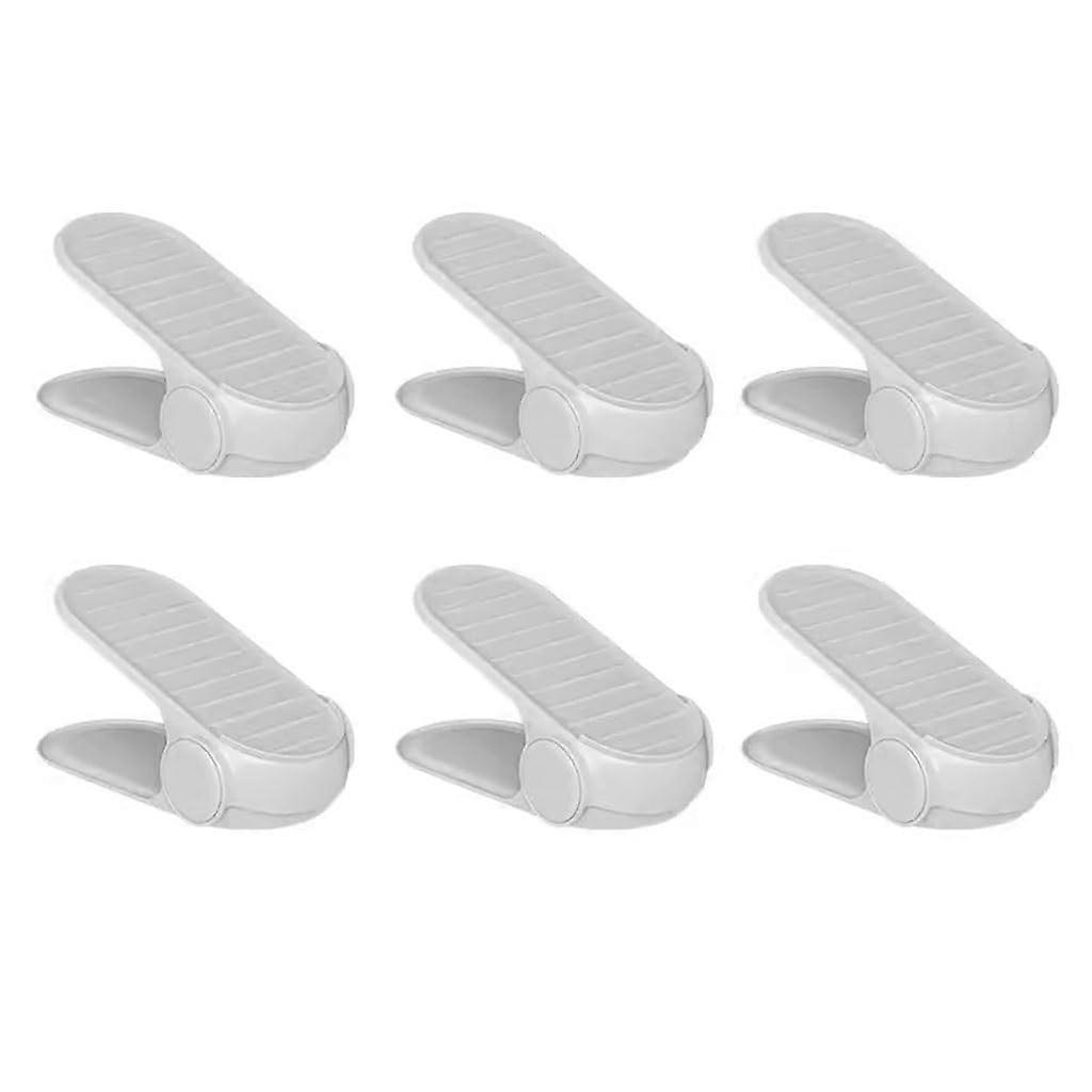 Shoe Slots Organizer 6 Pack Adjustable DoubleLayer Shoe Rack Space Saving Storage for Closet (Gray, 26x11.5x7cm)
