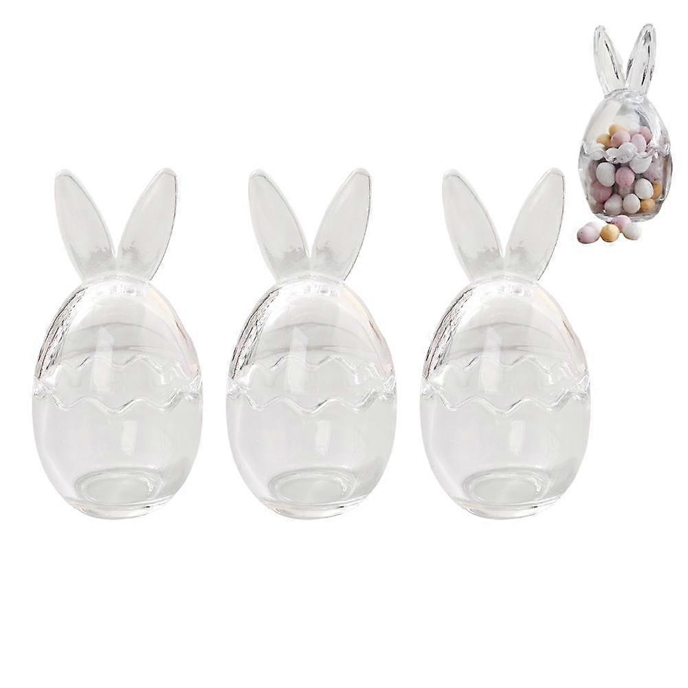 Crazyview Easter Bunny Ear Glass Storage Jar For Easter Egg Candy Chocolate Cute Easter Supplies Decorative Bunny Eggs Box Party