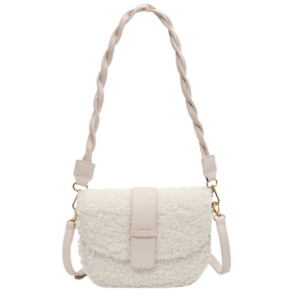 Polyester and Plush Bag Single-Shoulder Bag for Storage Use