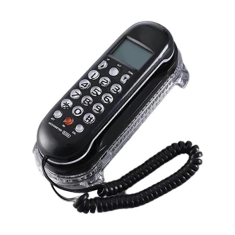 Crystal Base Mini Telephone Fixed Landline Phone B365 Small Wall Mounted Phone Improved Display Feature Black