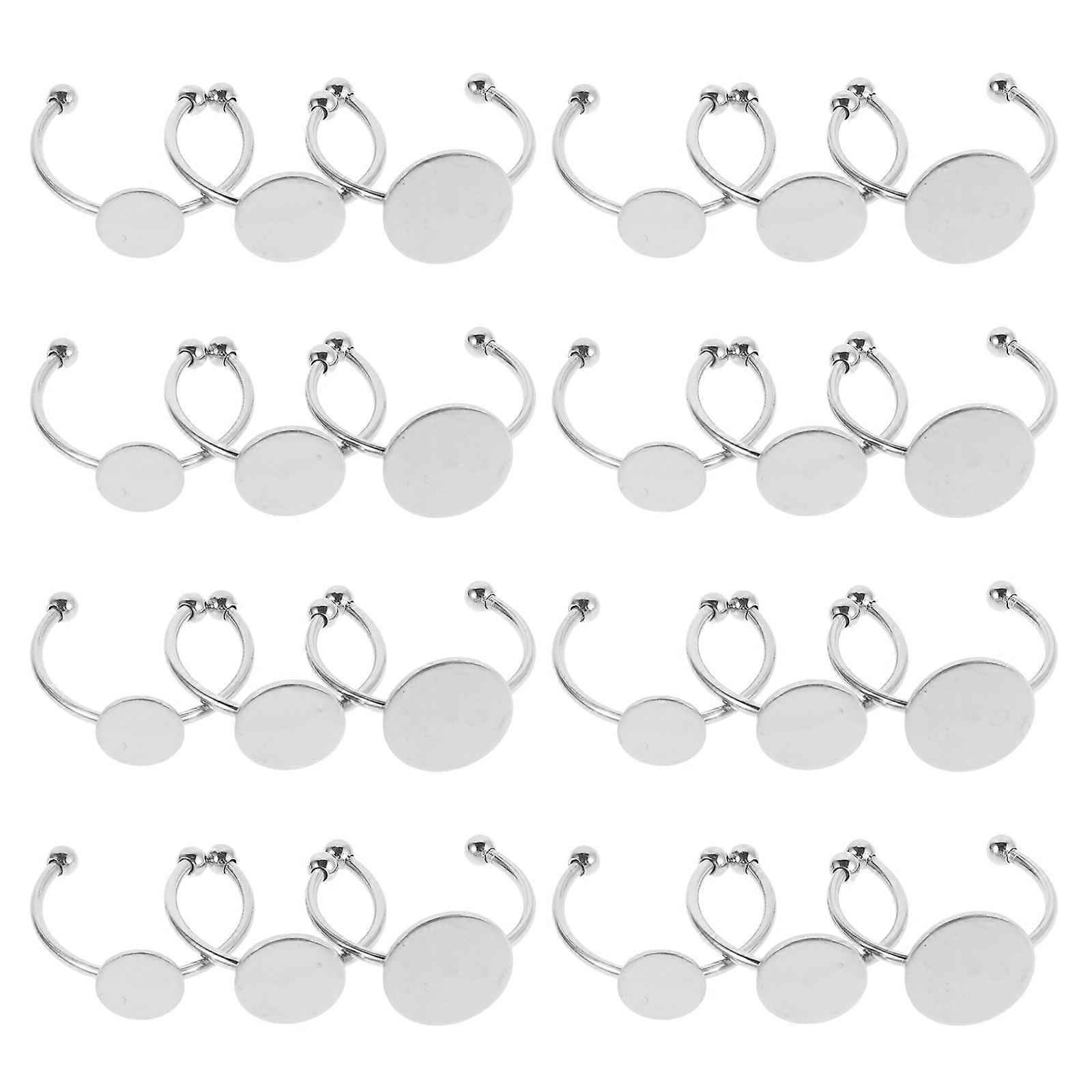 Silver Ring Base Adjustable Flat Ring Blank for 30Pcs DIY Crafts