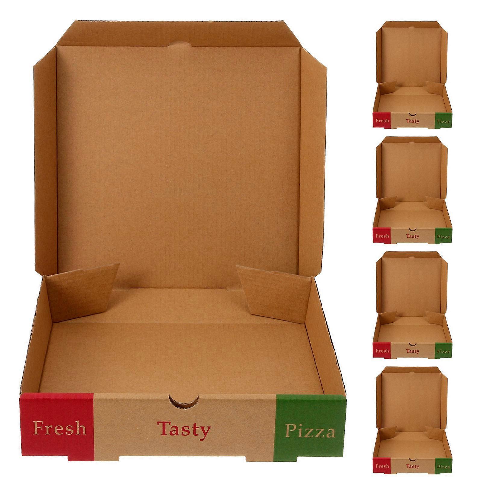 Paper Pizza Boxes Folding Cardboard Pizza Boxes for 5Pcs Takeout Food Containers