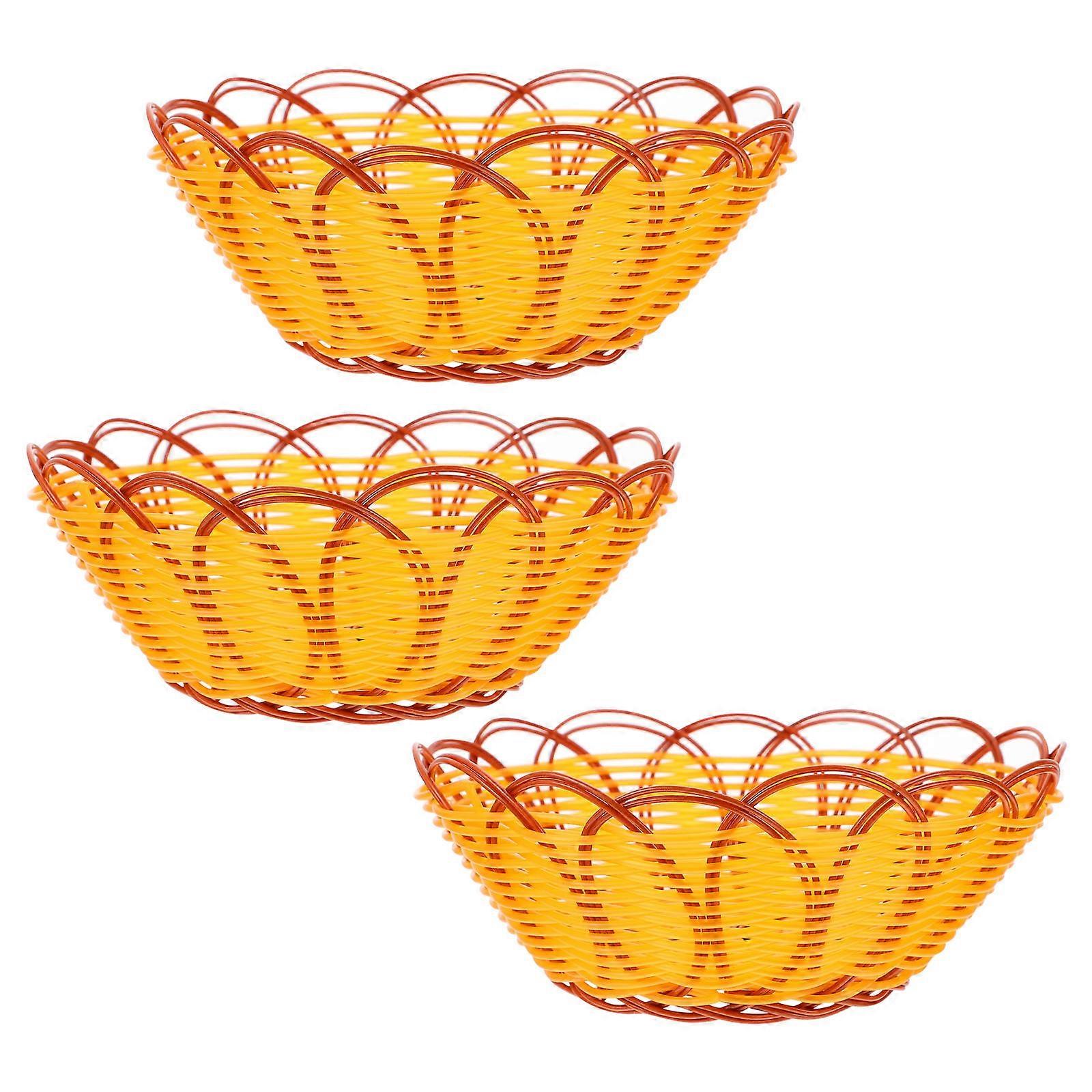 Storage Basket Handmade Storage Function 3Pcs Imitation Rattan Woven Baskets