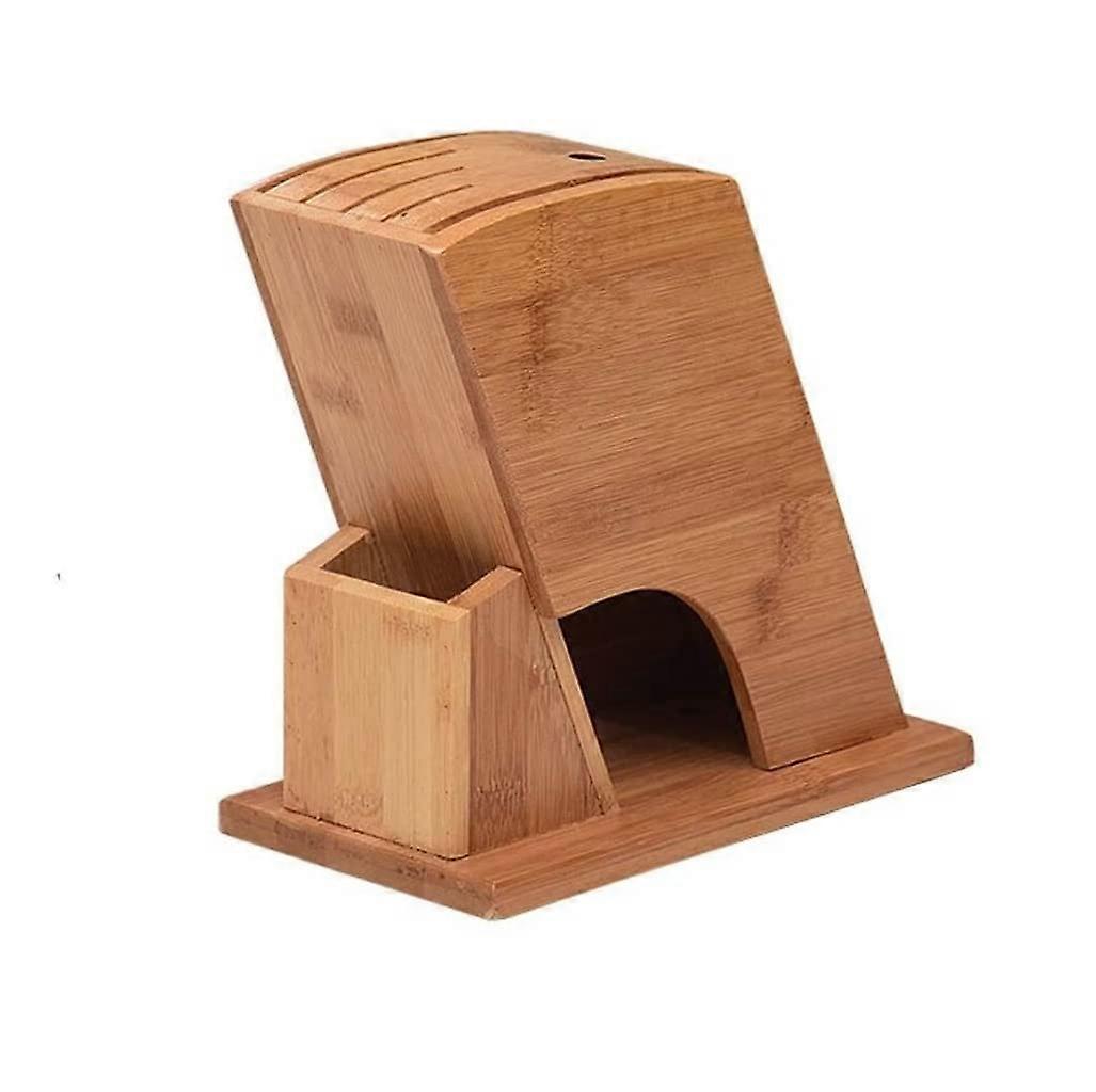 Bamboo Knife Block with LargeCapacity Slots, SpaceSaving Vertical Kitchen Knife Holder