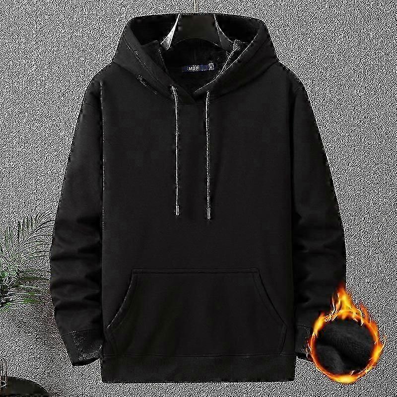 لون خالص هوديس للرجال 12XL 10XL حجم كبير هوديس الخريف والشتاء سميكة الصوف هوديي ذكر كبير الحجم 12XL كنزة صوفية مقنعين أسود