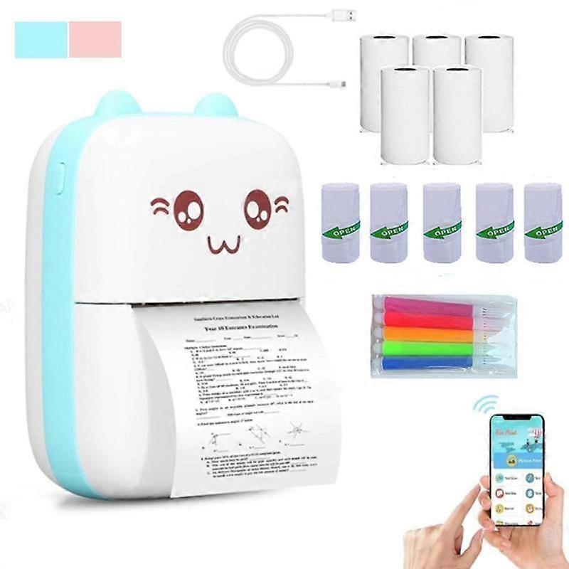 Portable Mini Printer, USB Rechargeable Wireless Thermal Printer, Inkless Printer for Home, Office, Study, Work List Printing