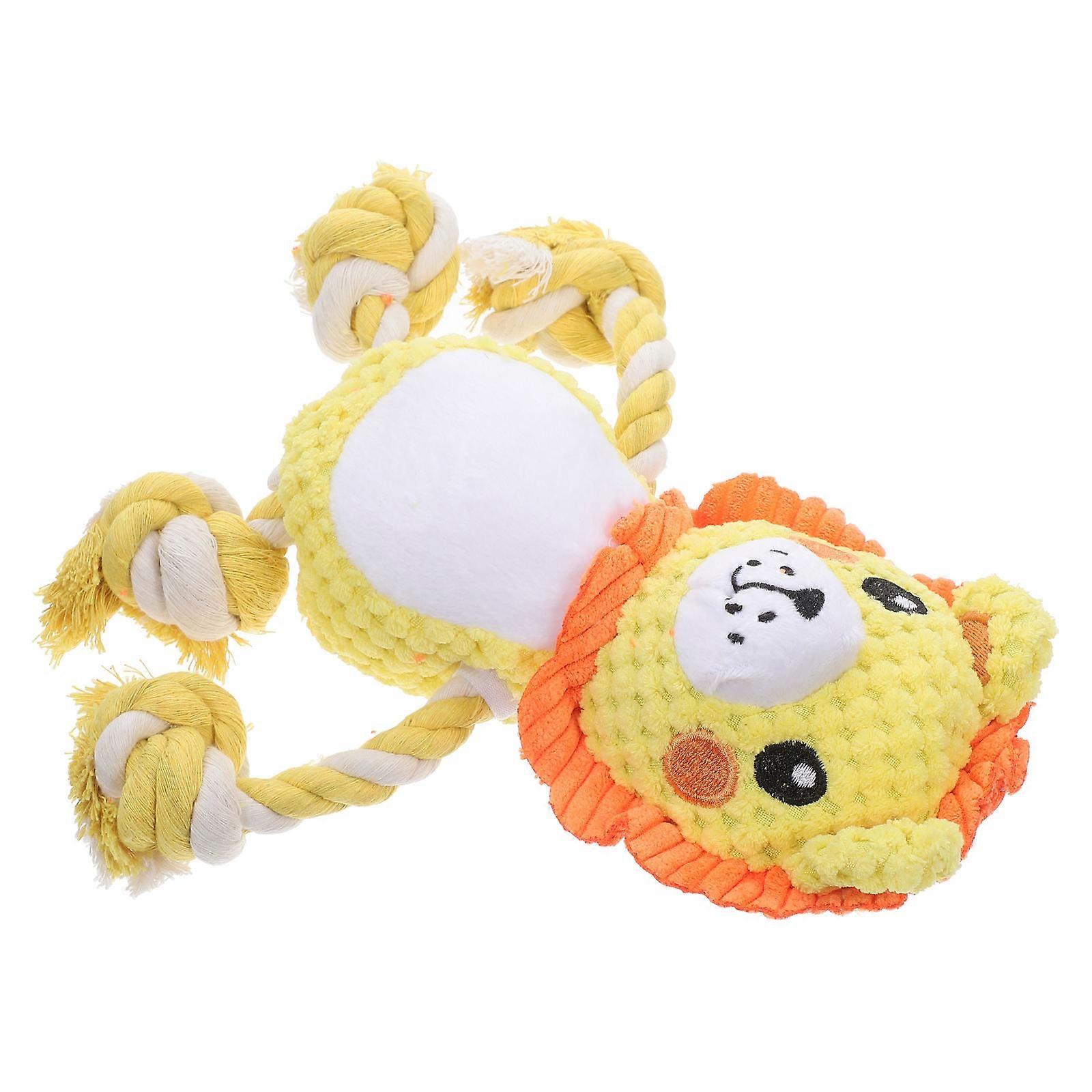 Yellow Stuffed Squeaky Dog Toy for Interactive Play Plush Material