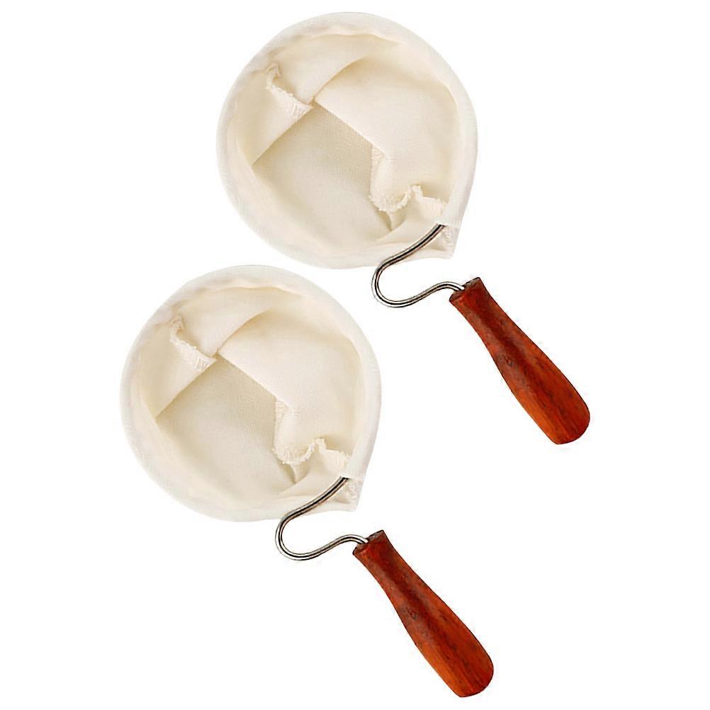 Reusable Coffee Filter 2Pcs Flannel Cloth Filter with Wooden Handle for Home