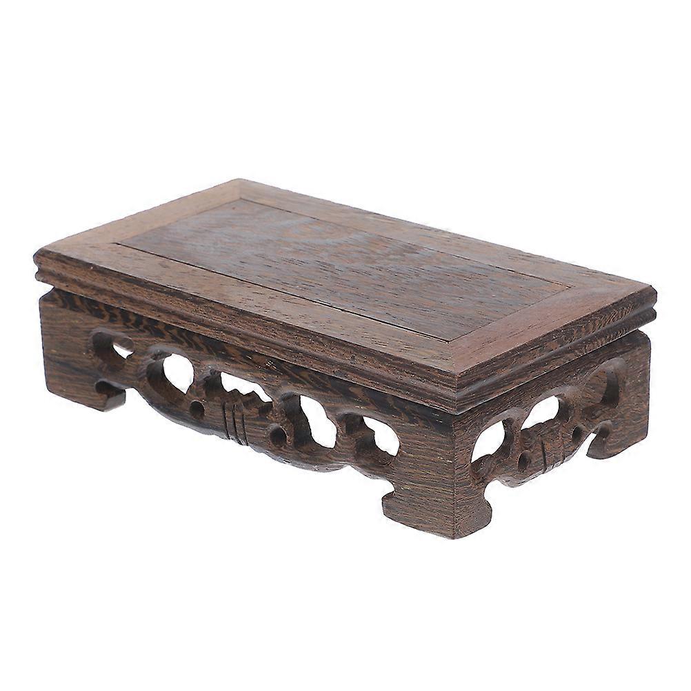 Purple Clay Pot Wooden Carving Rectangular Display Stand for Indoor Decor