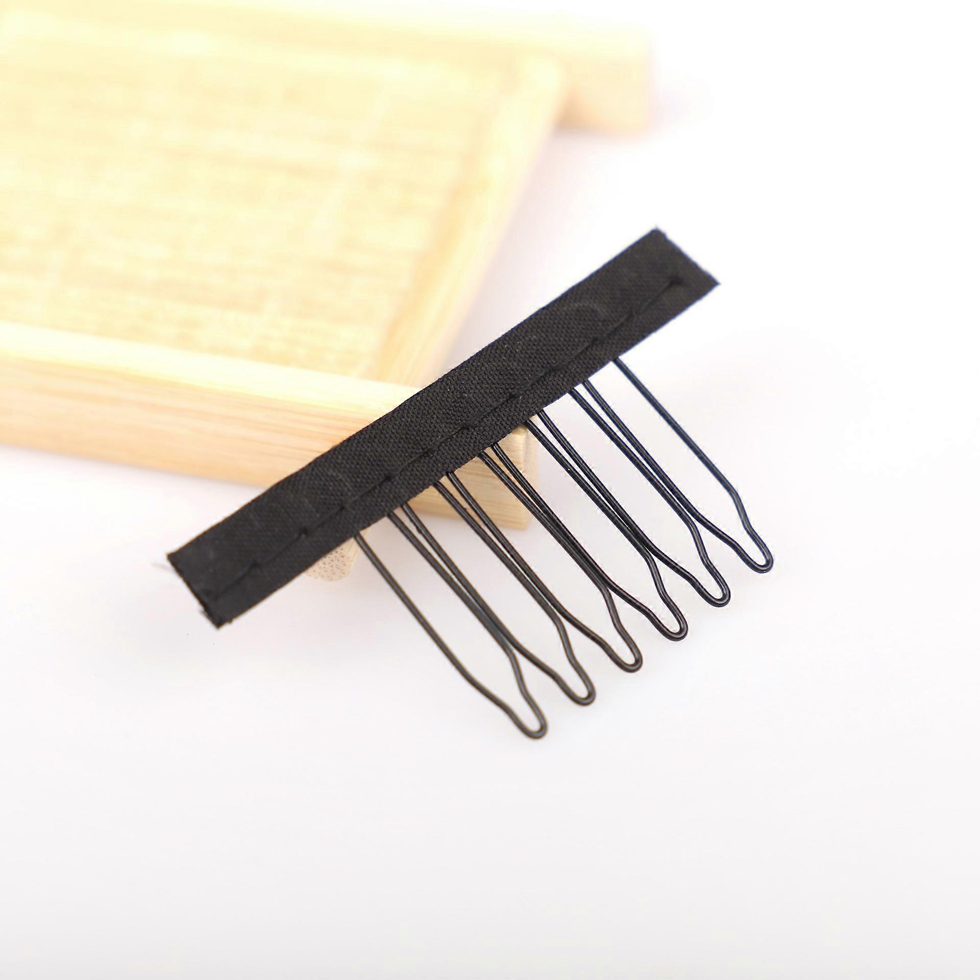 6-tooth spring comb with fabric-covered wig insert comb for wig head cover spring comb wig spring comb