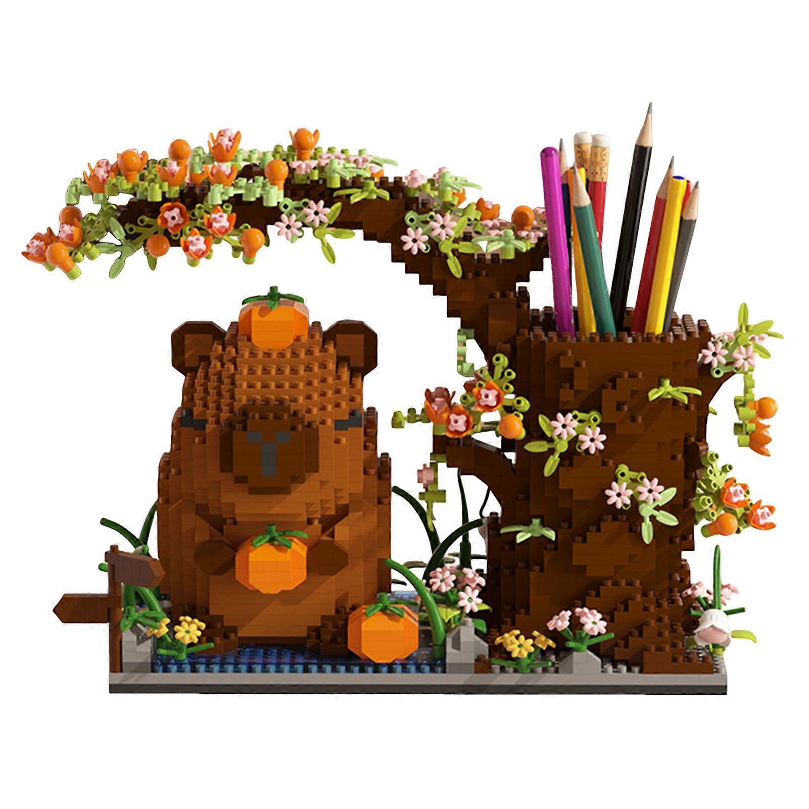 Capybara Building Blocks Pencil Holder 2 in 1 Desk Organiser Decorative Showpiece for Office/Home