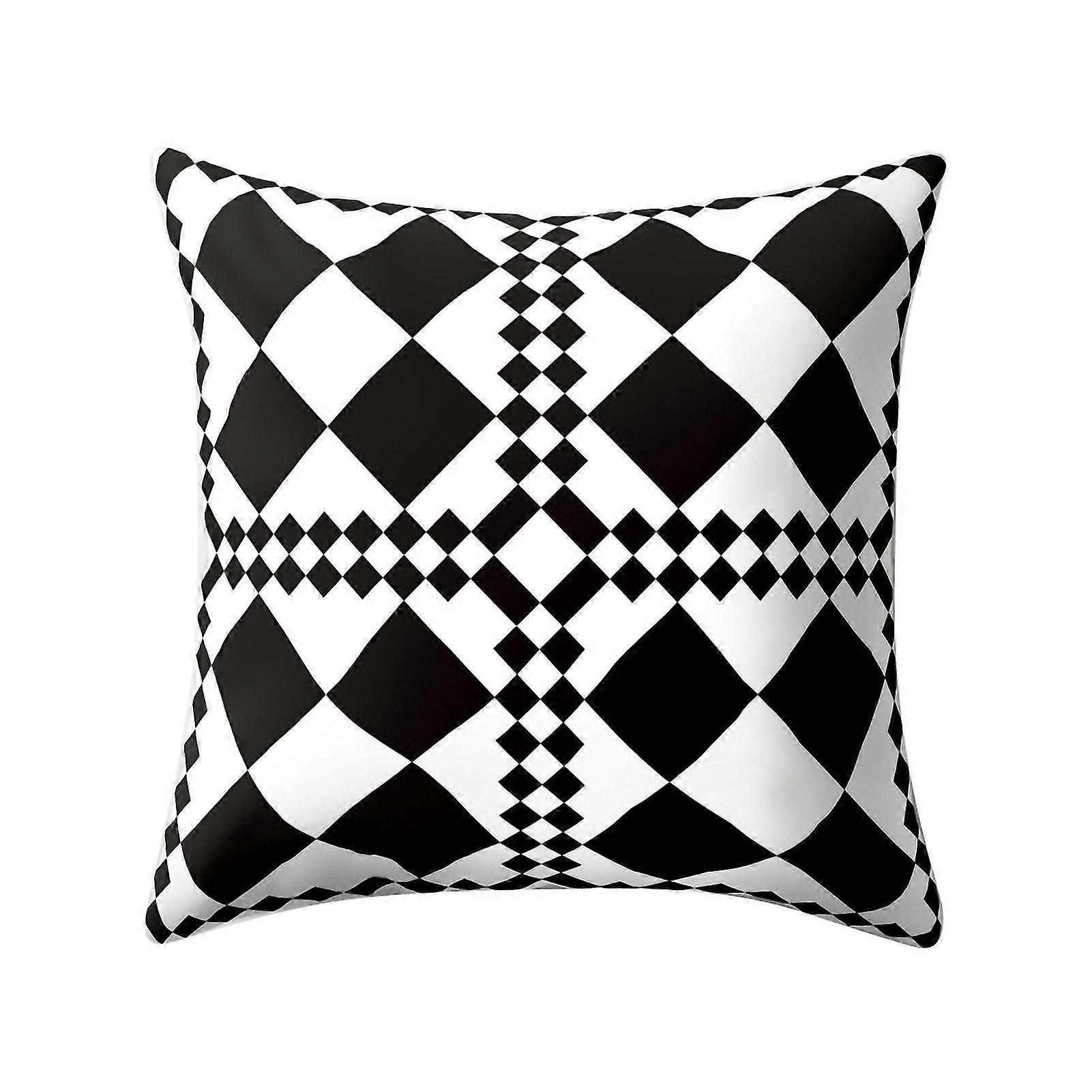 Simple Black And White Geometric Pattern Cushion Pillow Case Cover Sofa Decor