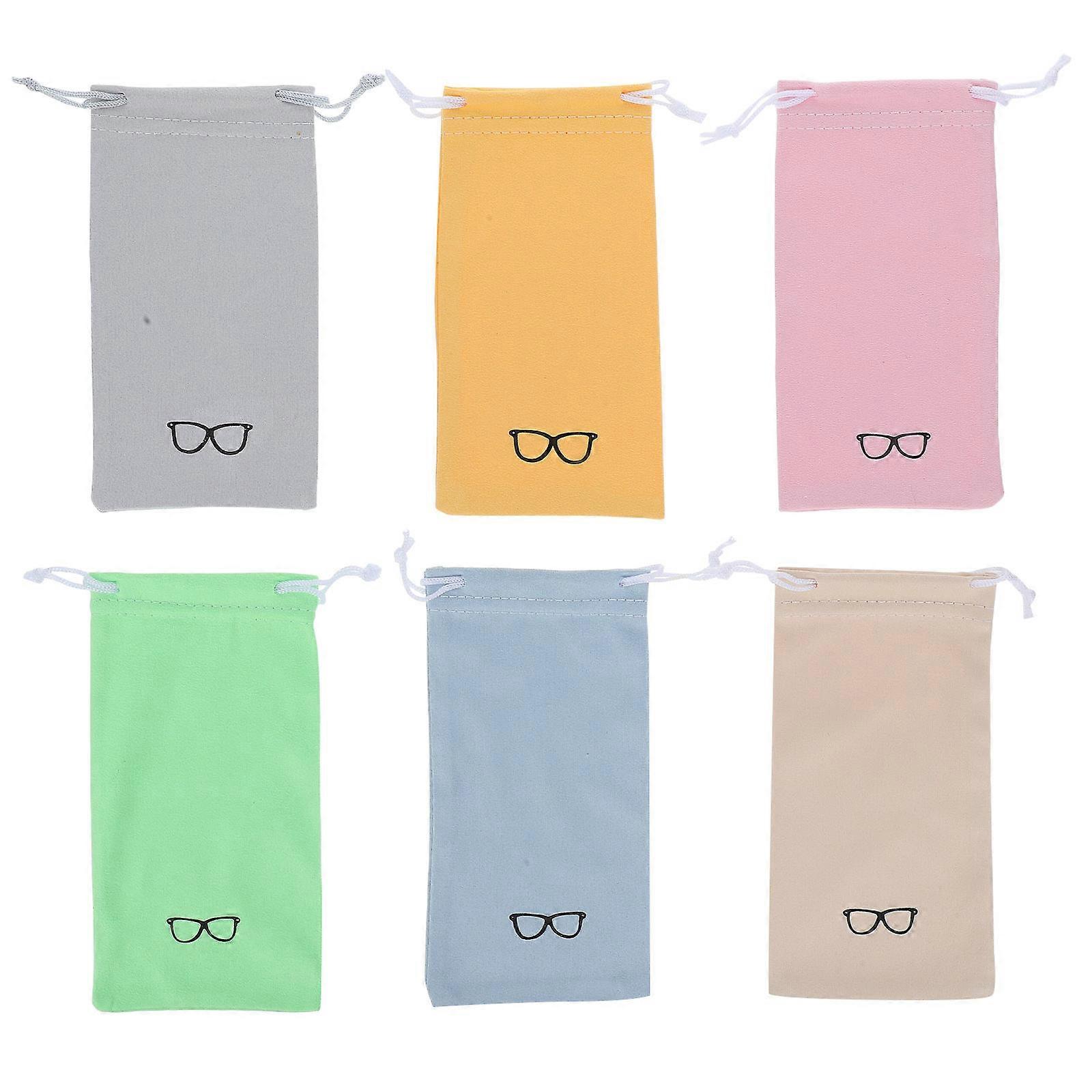 Glasses Carrying Bag Durable Drawstring Bags for Storage 6Pcs Assorted Color