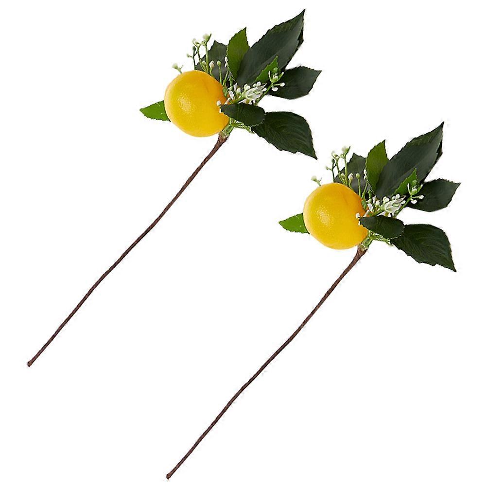 Yellow Lemon Napkin Ring Artificial Branch for Party Use 2Pcs