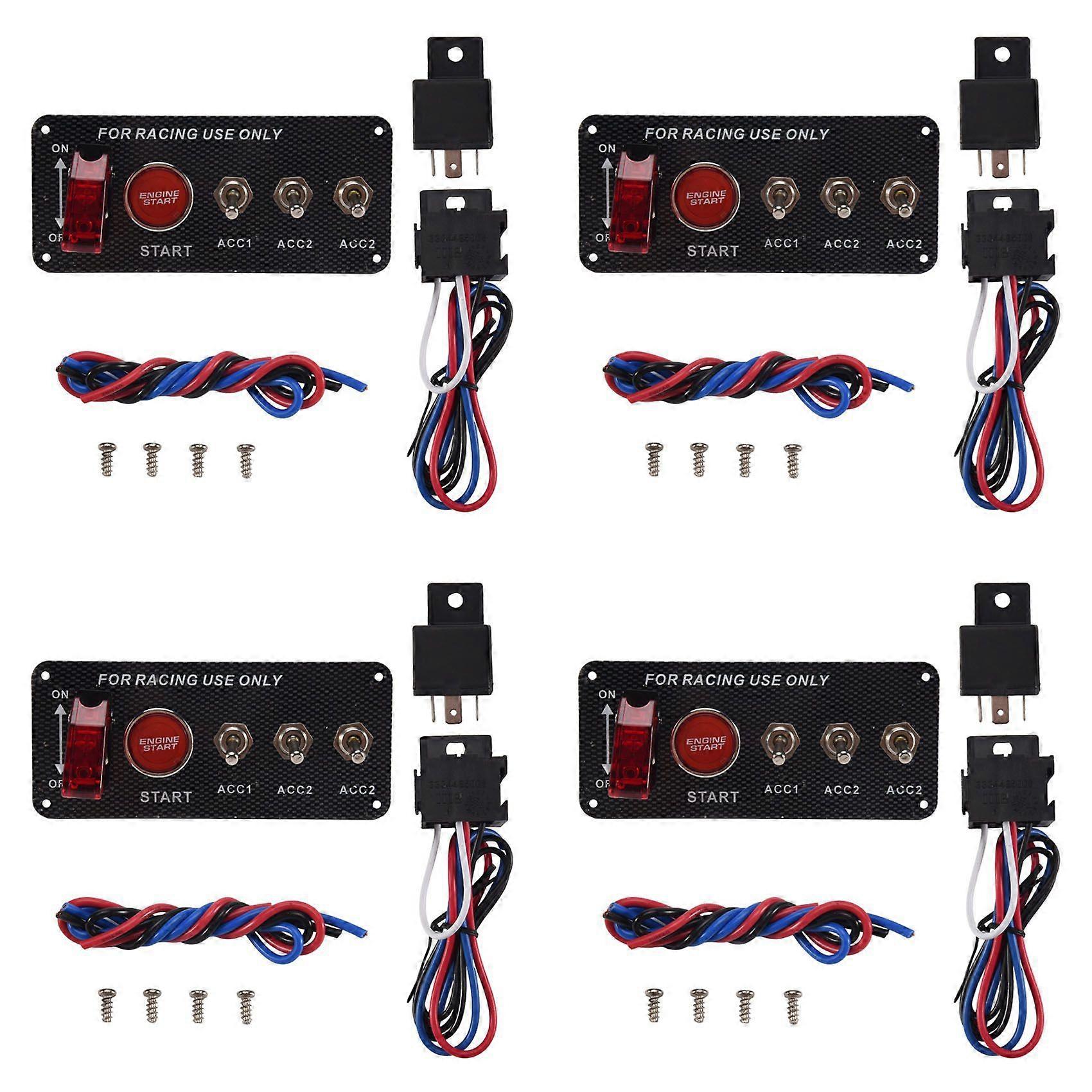 4X 12V Car Ignition Switch Engine Start Push Button 3 Toggle Racing Panel