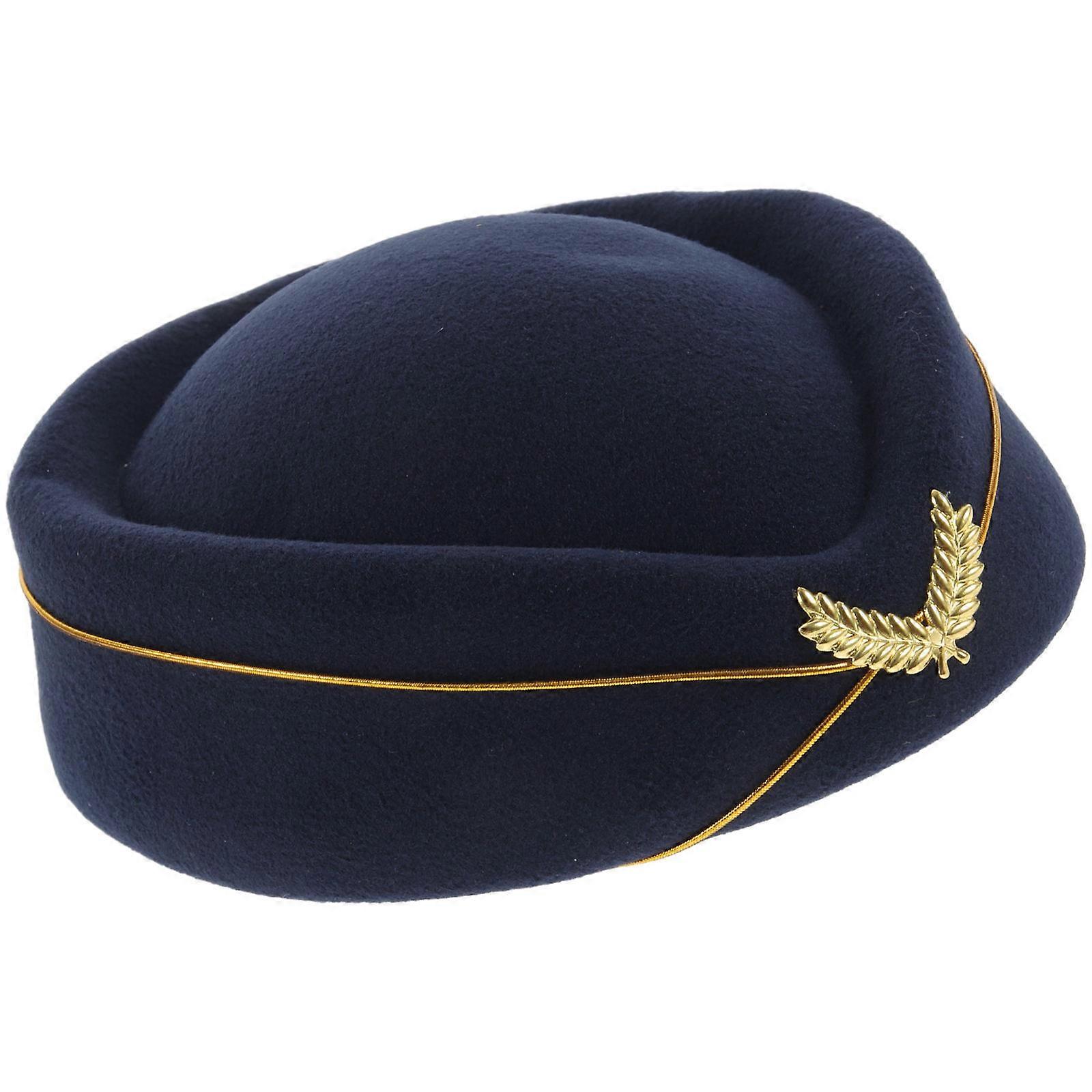 Air Hostess Hat Cosplay Uniform Decor Unique Shape Navy Material for 1Pcs