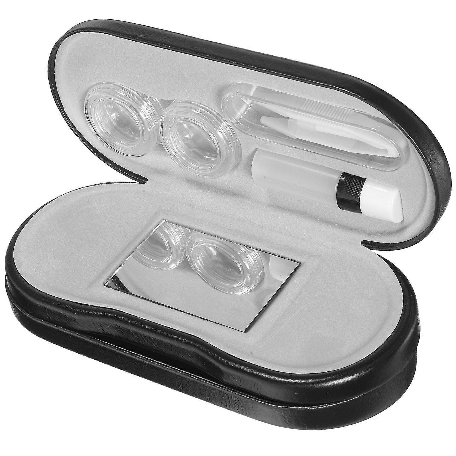 Travel Glasses Container Black Dual Layer Case for Storage 1Set