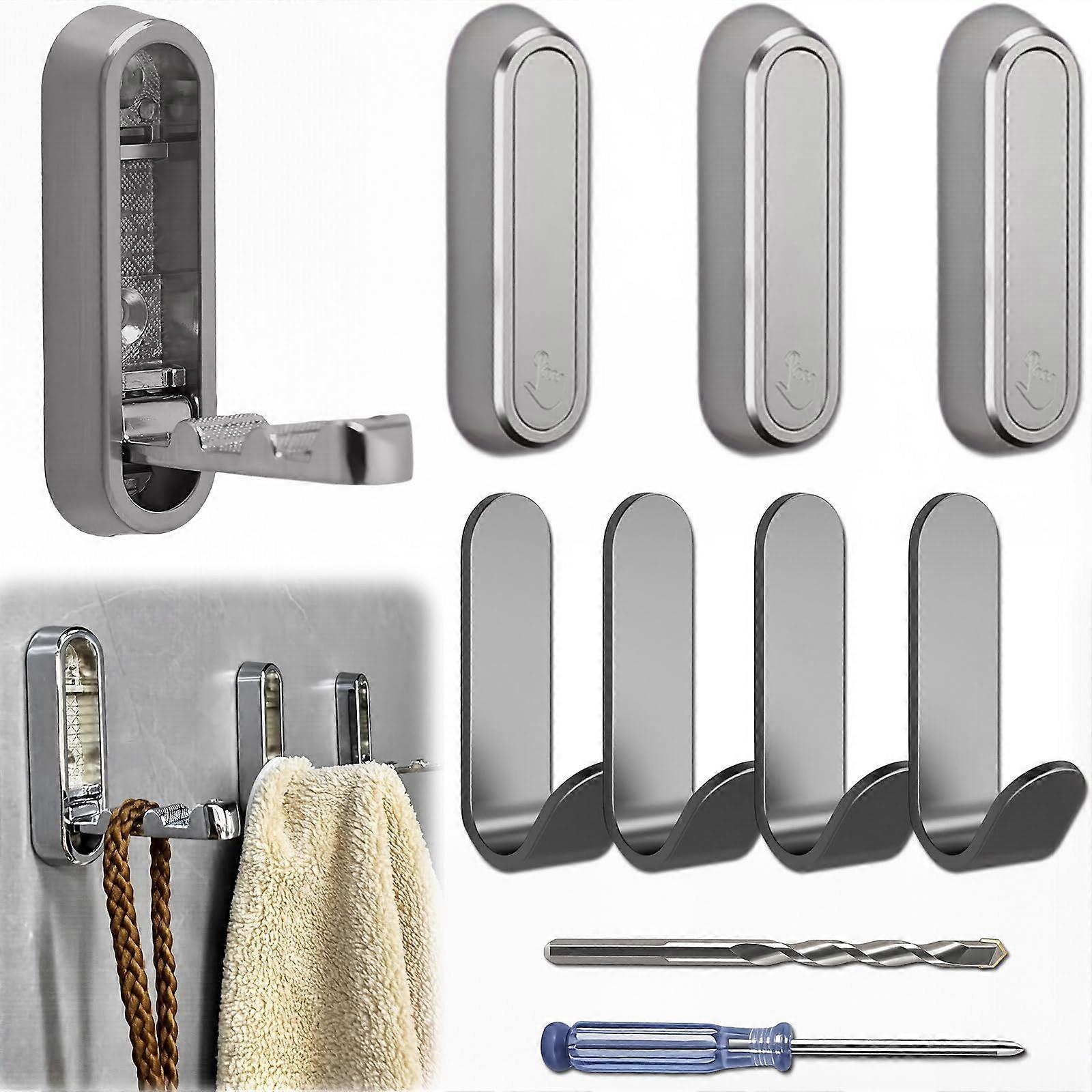 4PCS Foldable Wall Hooks Heavy Duty Coat Hooks Wall Mounted Space Saving Waterproof Rust Resistant