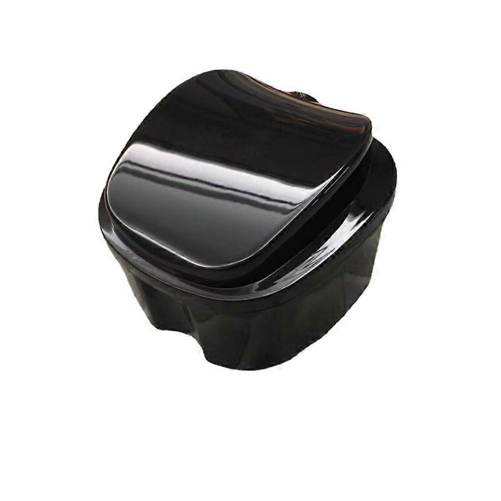 Denture Bath Box with Removable Strainer Cup for Easy Cleaning and Travel Storage  Black
