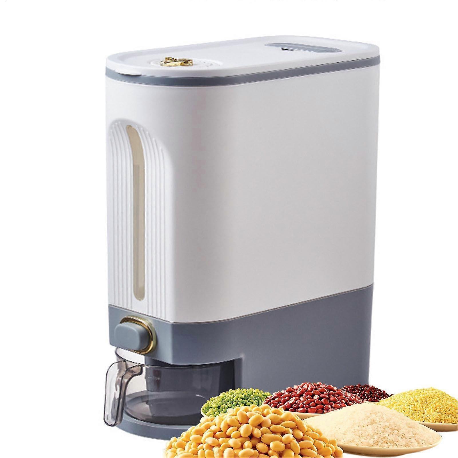 Large Sealed Rice Dispenser with Measuring Cup, Transparent Grain Storage Container for Kitchen