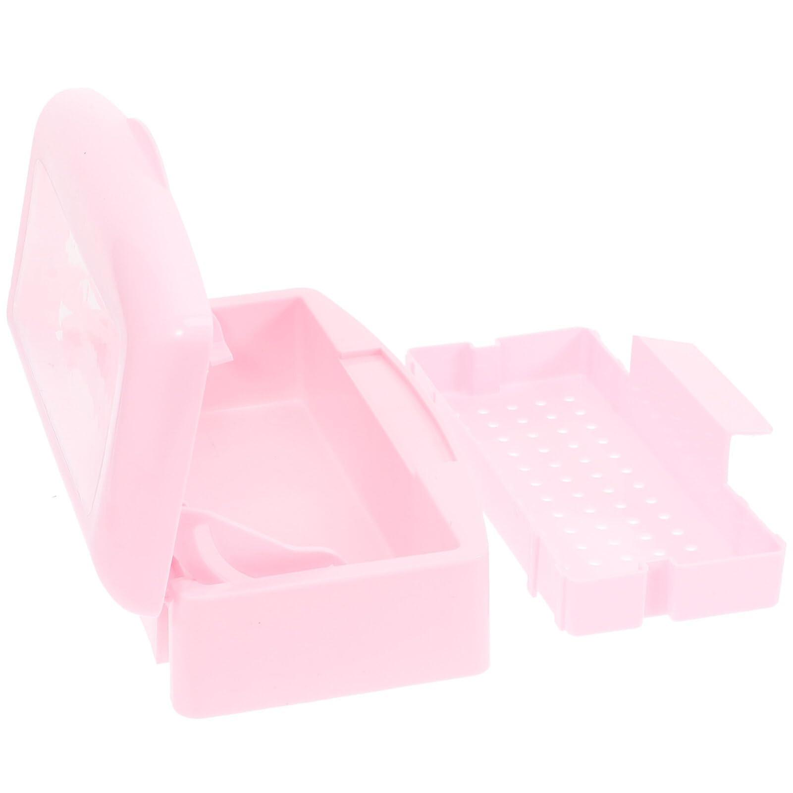Nail Tool Sterilizer Box with Automatic Lifting Basket, Pink Manicure Organizer Case