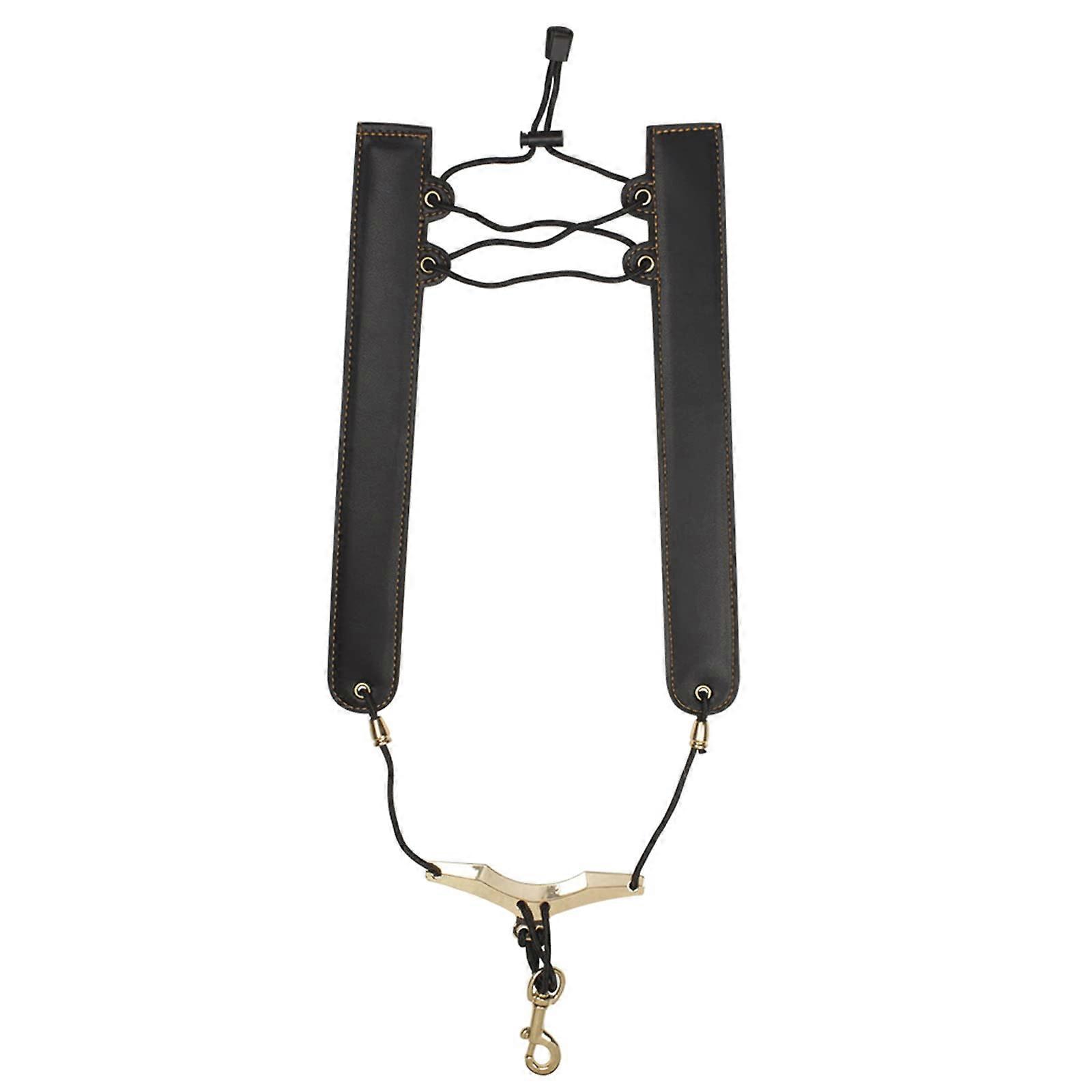Adjustable Saxophone Neck Strap and Harness with Padded Shoulders, Durable Metal Hook, Black