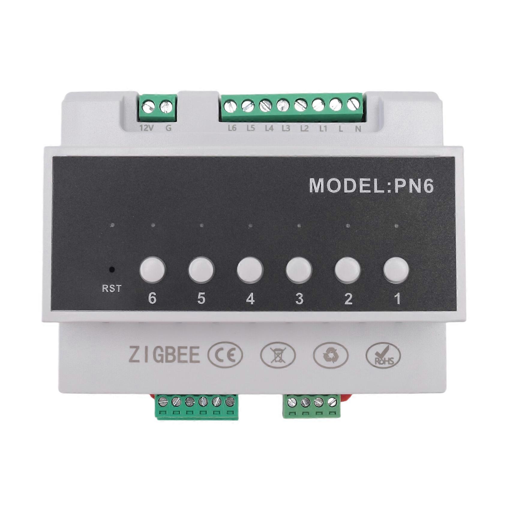 Tuya Smart Zigbee 6CH Relay Switch Module Remote Control Appliance Control Module Supports 3-Way Mo