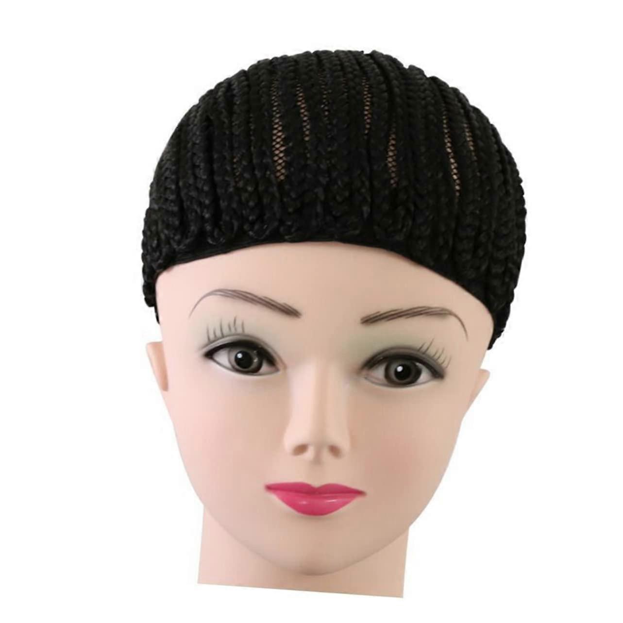 Black Elastic Crochet Wig Cap for Braiding and Cornrows Breathable Stretch Dome Cap Medium Size