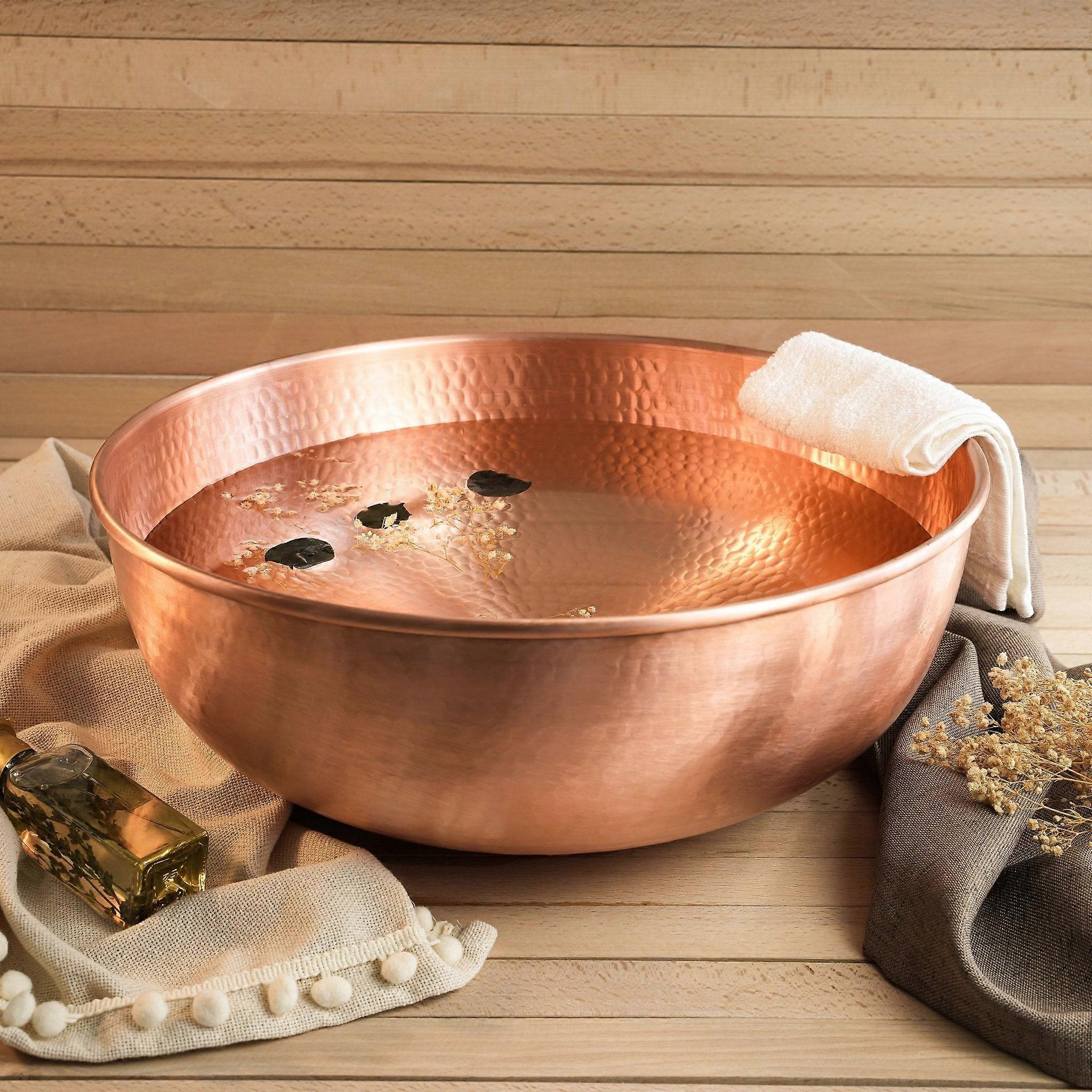 Luxurious Solid Copper Foot Soaking Bowl | Home Spa & Pedicure Essentials
