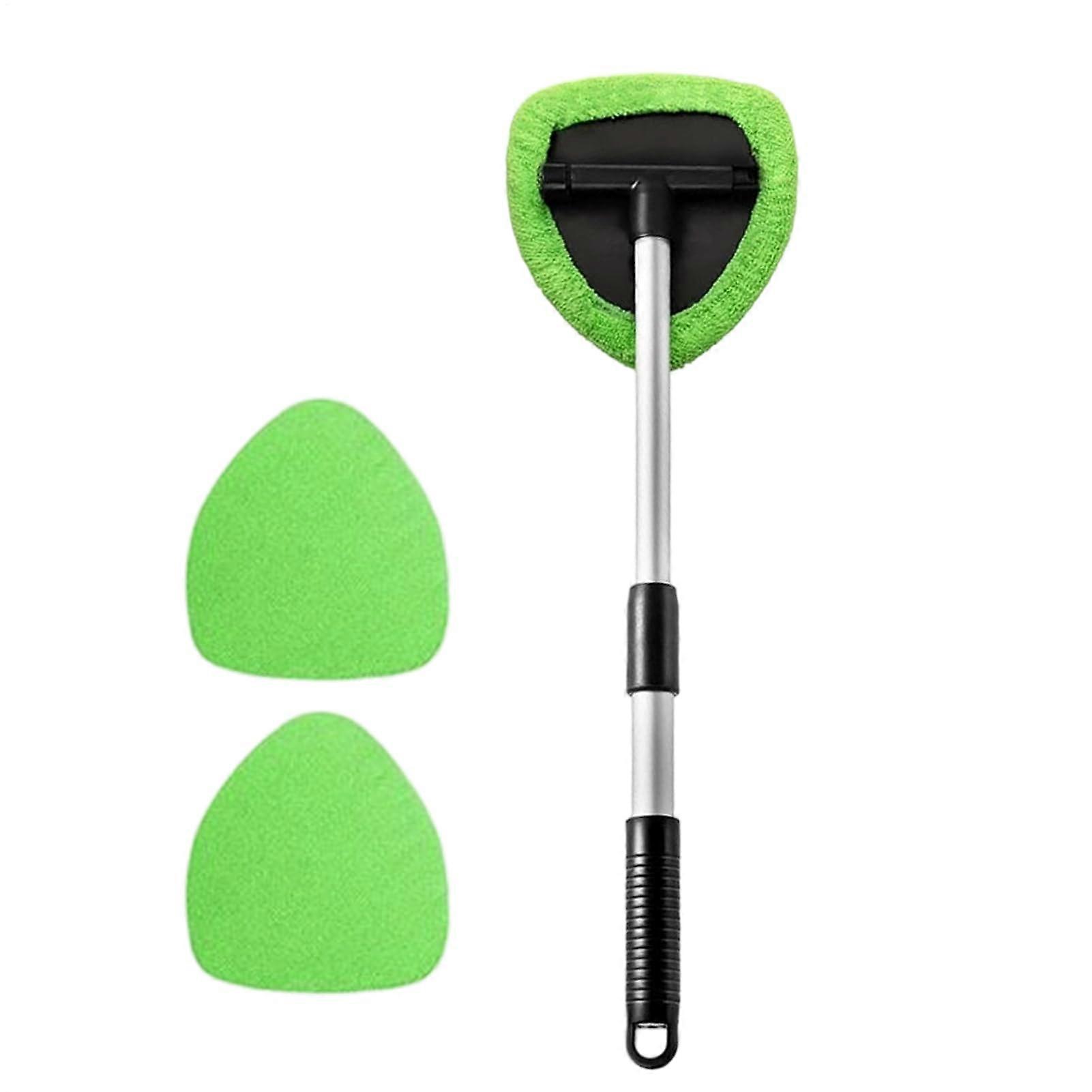 Windshield Cleaning Tool with Telescopic Pole and Microfiber Pad for Inside Car Glass and Windows