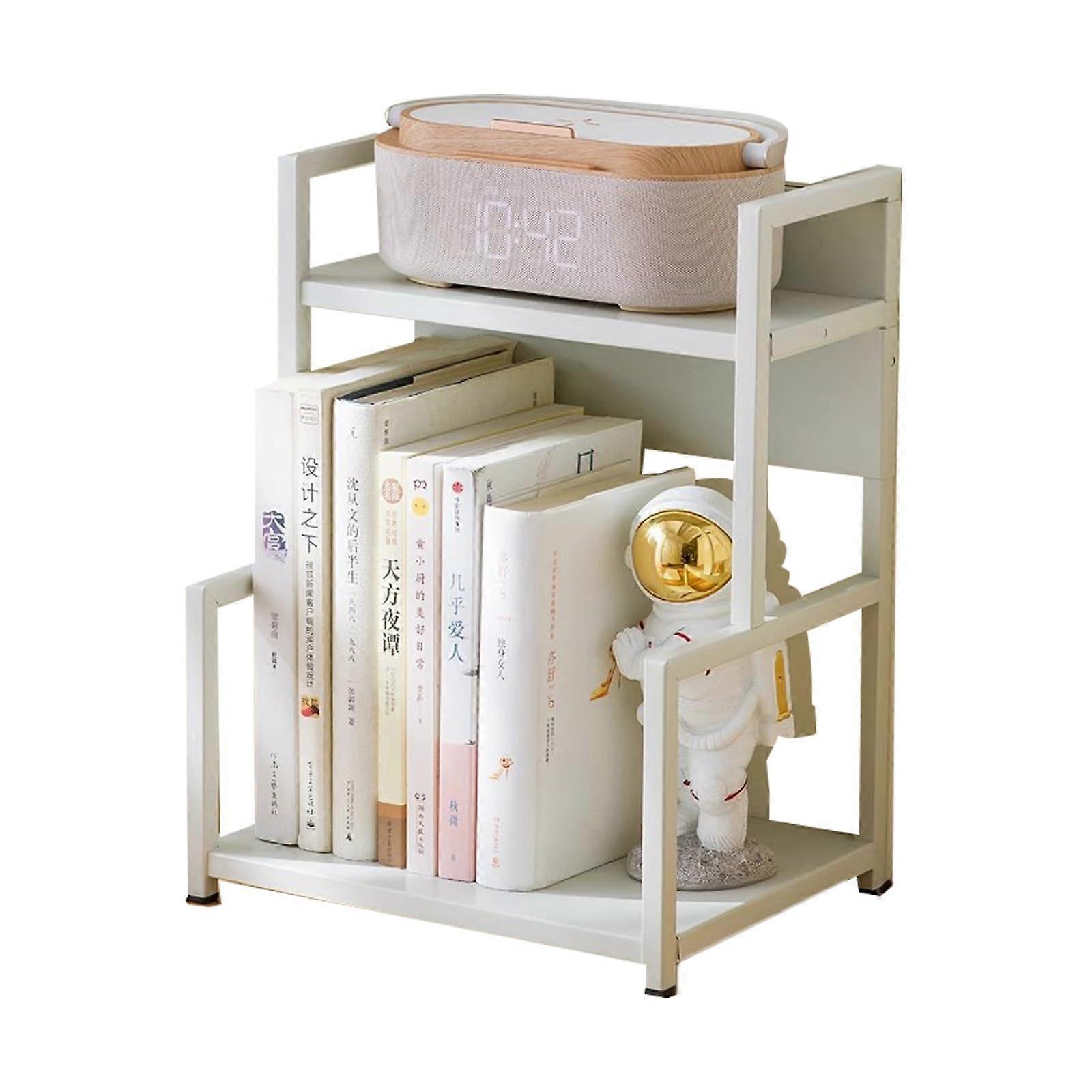 Desk Shelf Organizer White 37cm SpaceSaving Double Tier Storage for Home Office or Kitchen